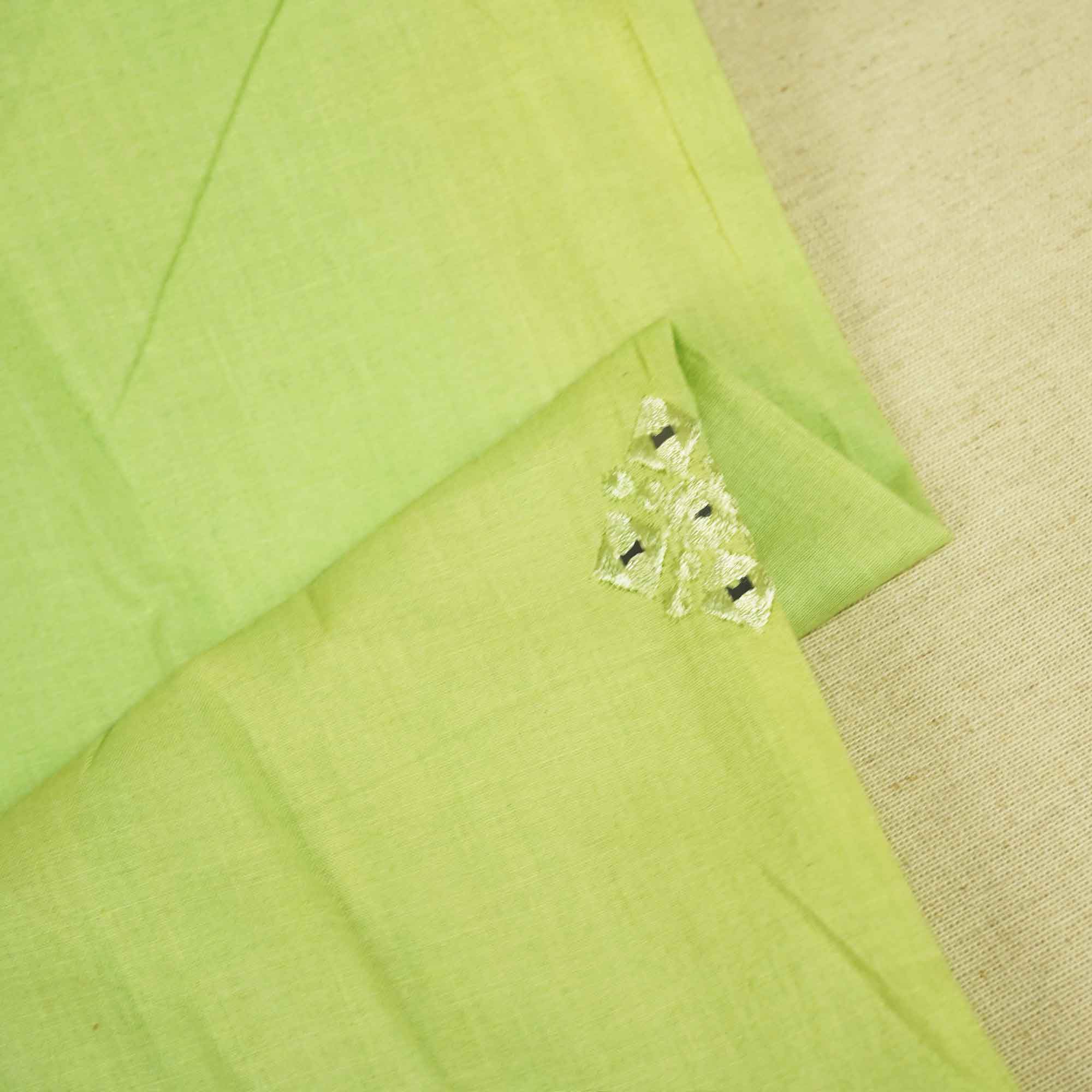 Green Floral Sequence Thread Embroidery Cotton WI-9097 - Image 2