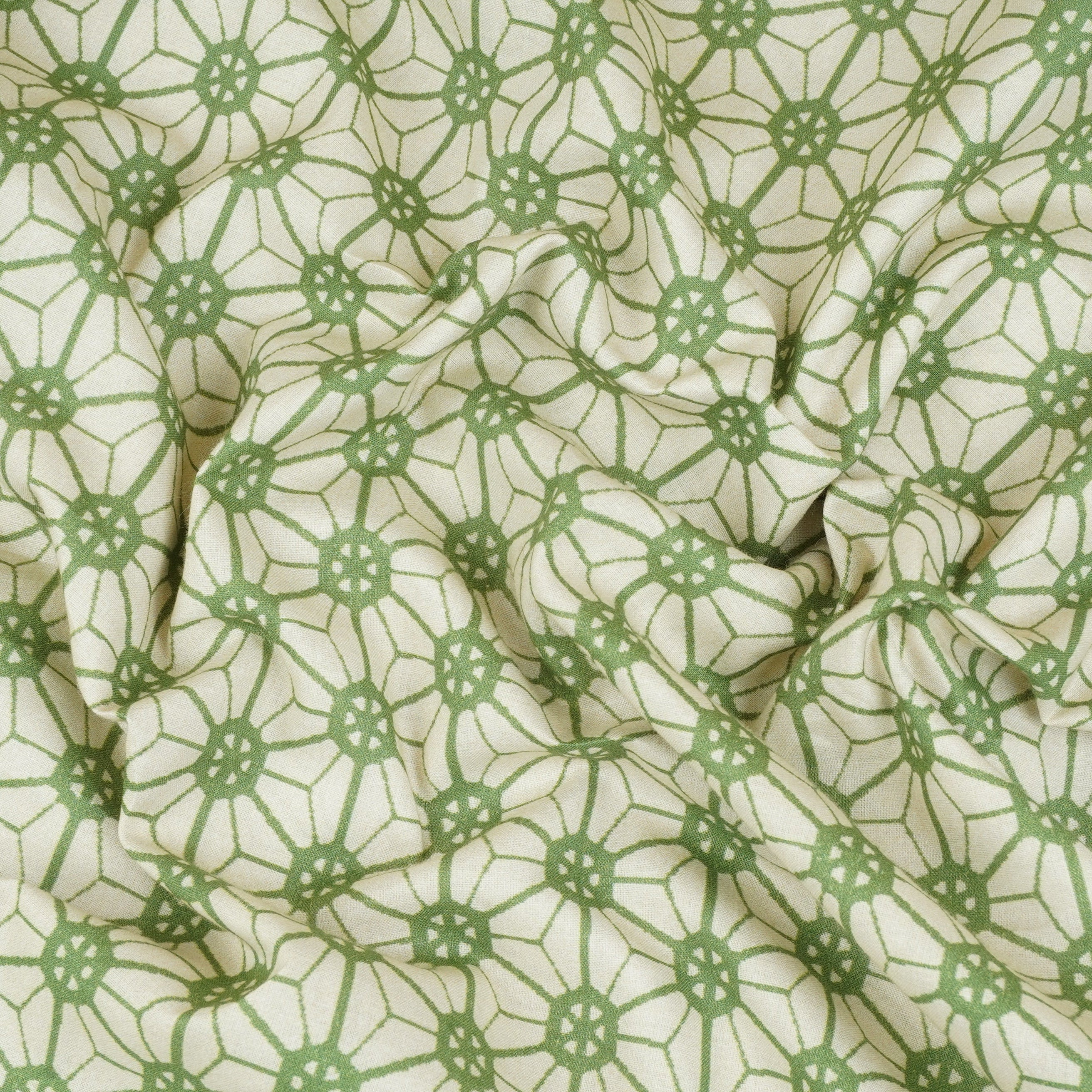 Green Geomatrical Print Cotton Fabric MT-29479 - Image 3