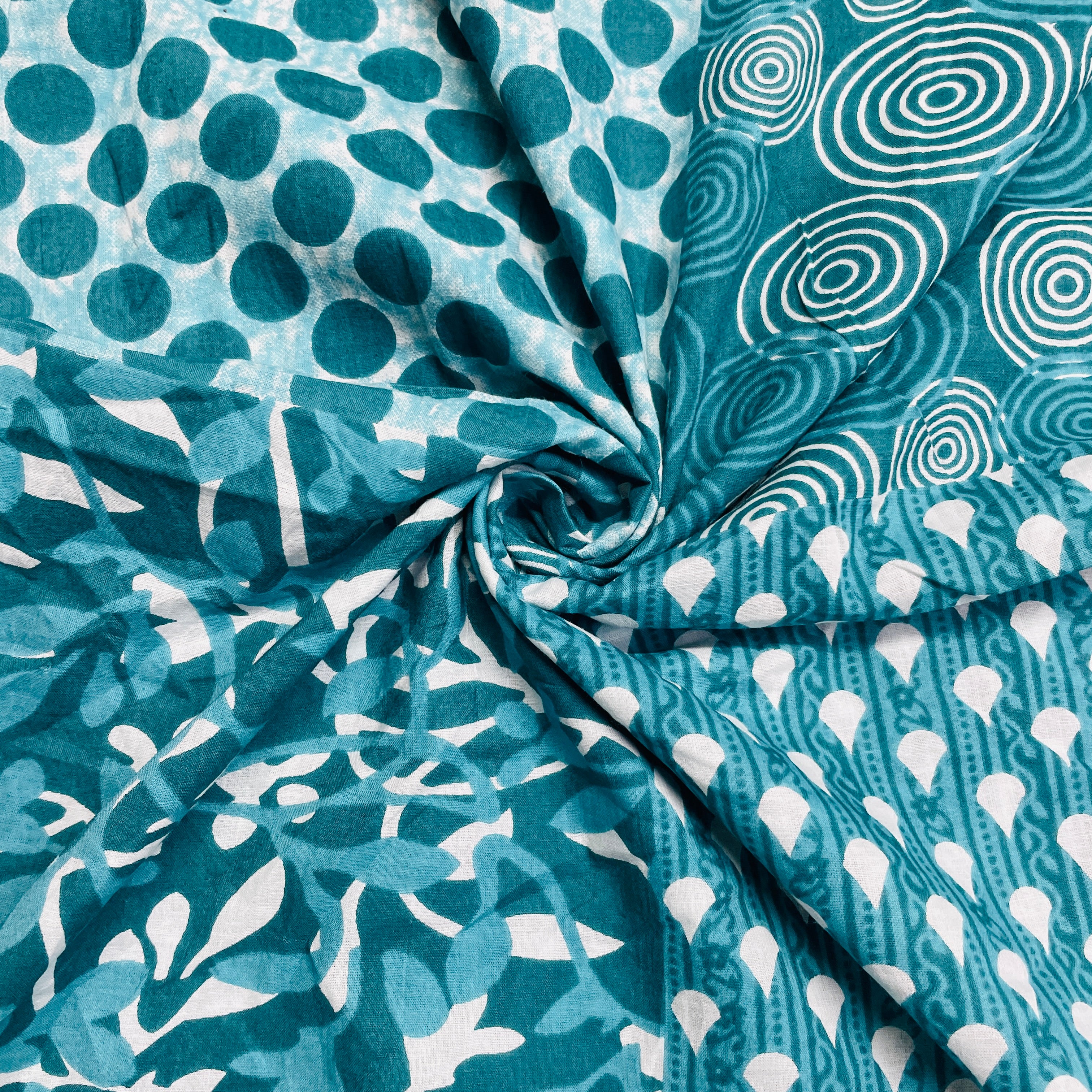 Green Geometerical Print Cotton Fabric