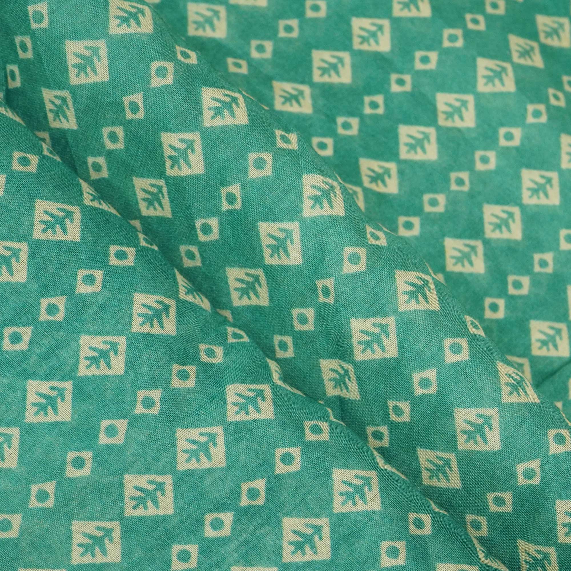 Green Geometrical Print Chanderi Fabric GT-25327 - Image 3