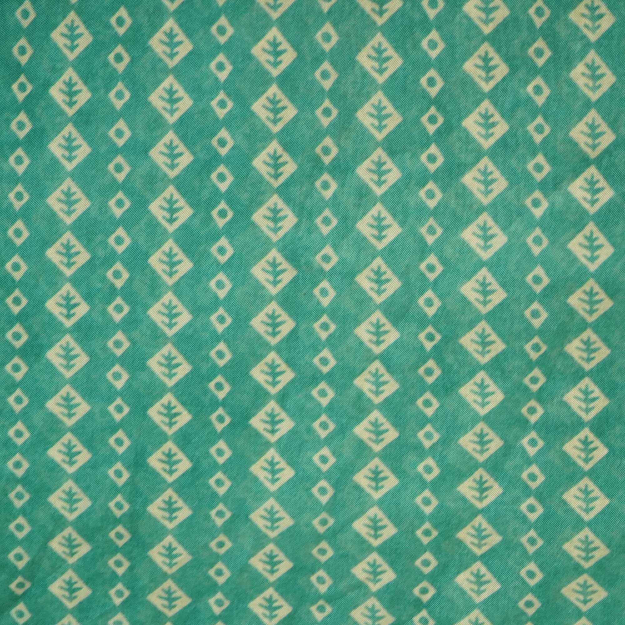Green Geometrical Print Chanderi Fabric GT-25327 - Image 4