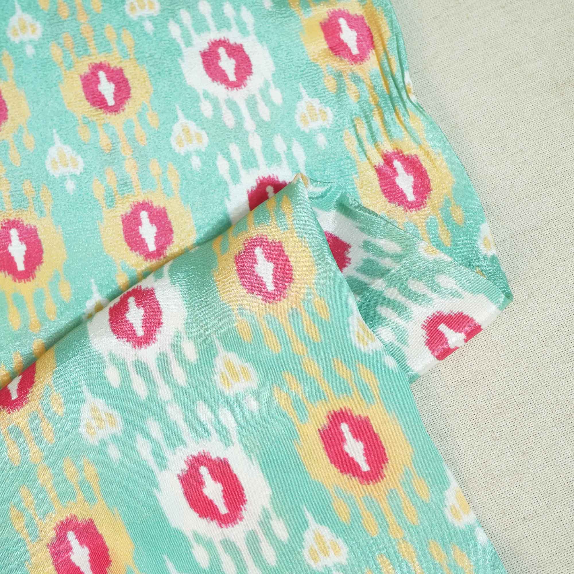 Green Ikkat Print Crepe Fabric MTF-27242 - Image 2