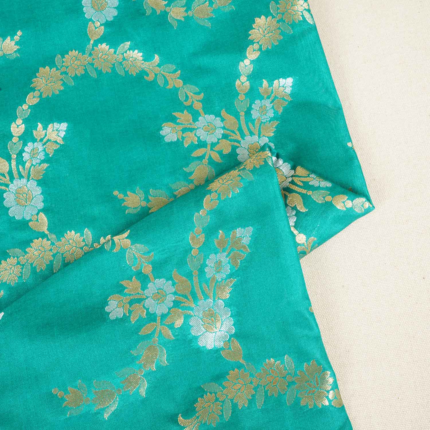 Green Jaal Brocade Fabric KRE-28196 - Image 2