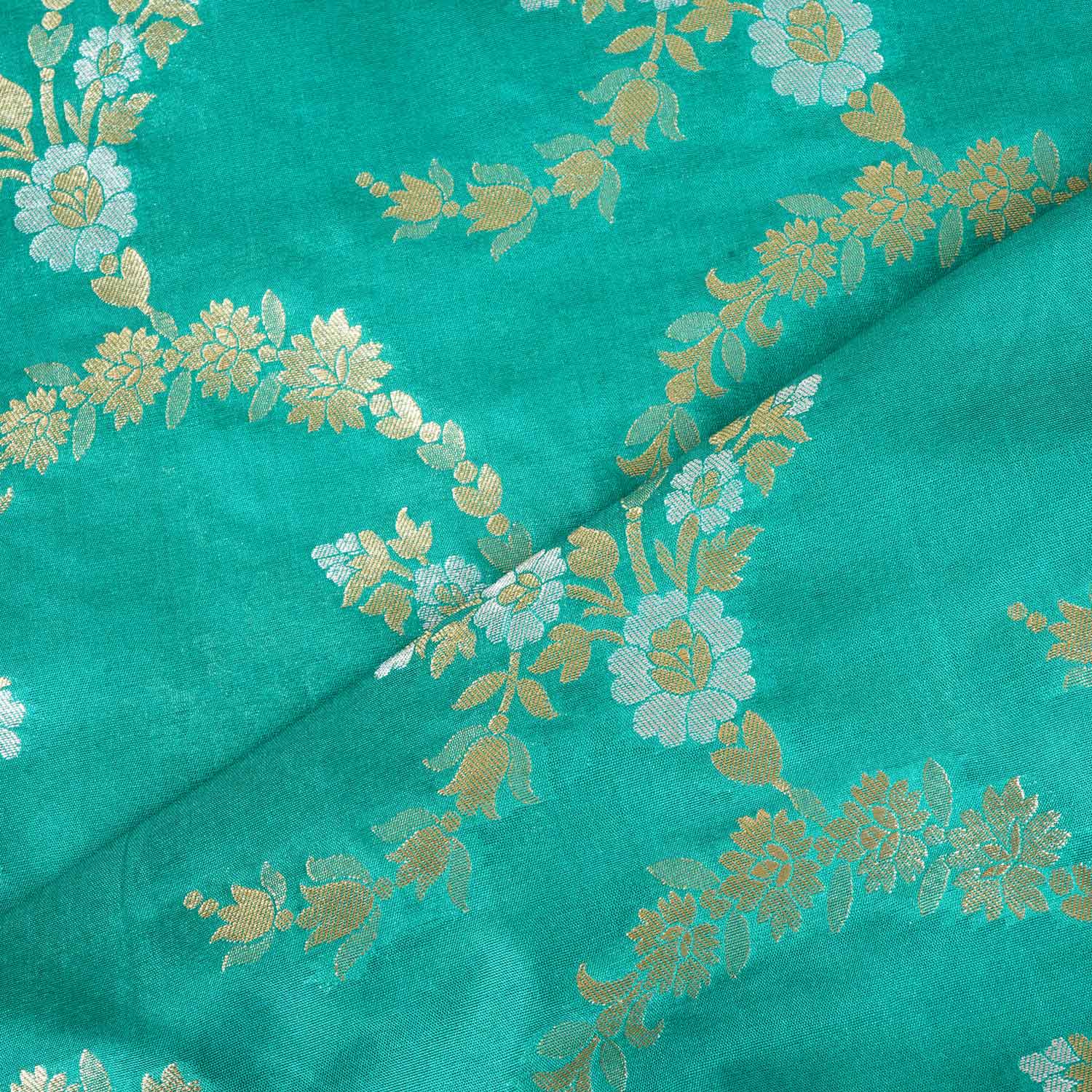 Green Jaal Brocade Fabric KRE-28196 - Image 3