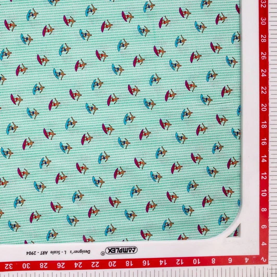 Green Kids Print Poplin Cotton Fabric 1846 - Image 3