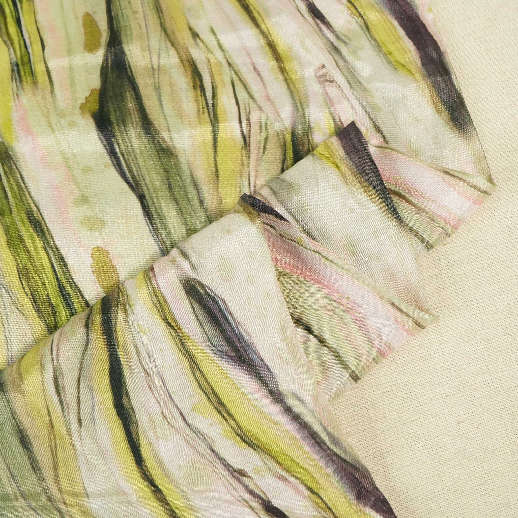 Green & Multicolor Shibori Print Muslin Fabric RM-25368 - Image 2