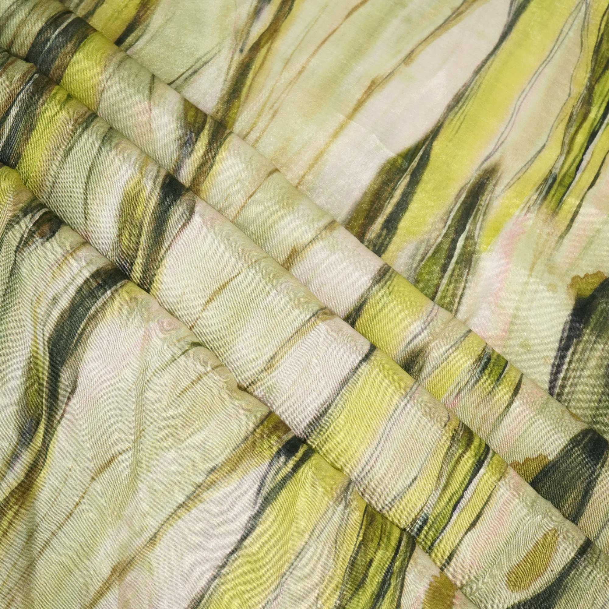 Green & Multicolor Shibori Print Muslin Fabric RM-25368 - Image 3