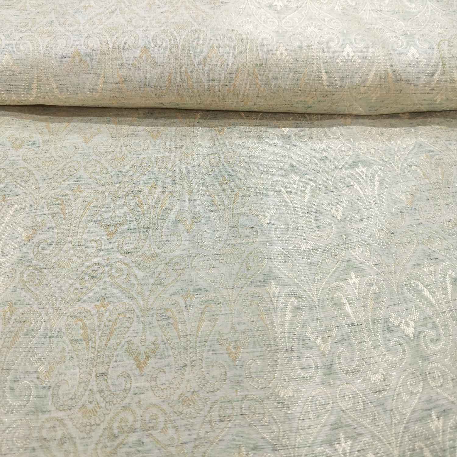 Green Paisley Tanchui Cotton Silk Fabric KR-19665 - Image 2