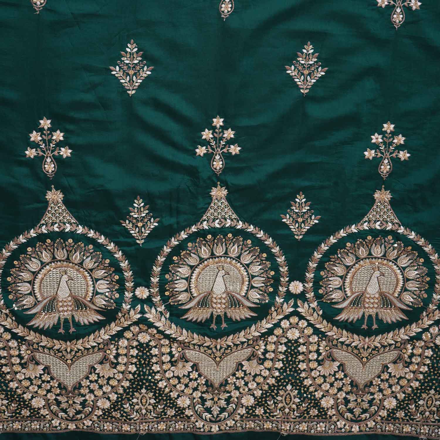 Green Parsi thread Embroidery Russian Silk Fabric DR-28032 - Image 5