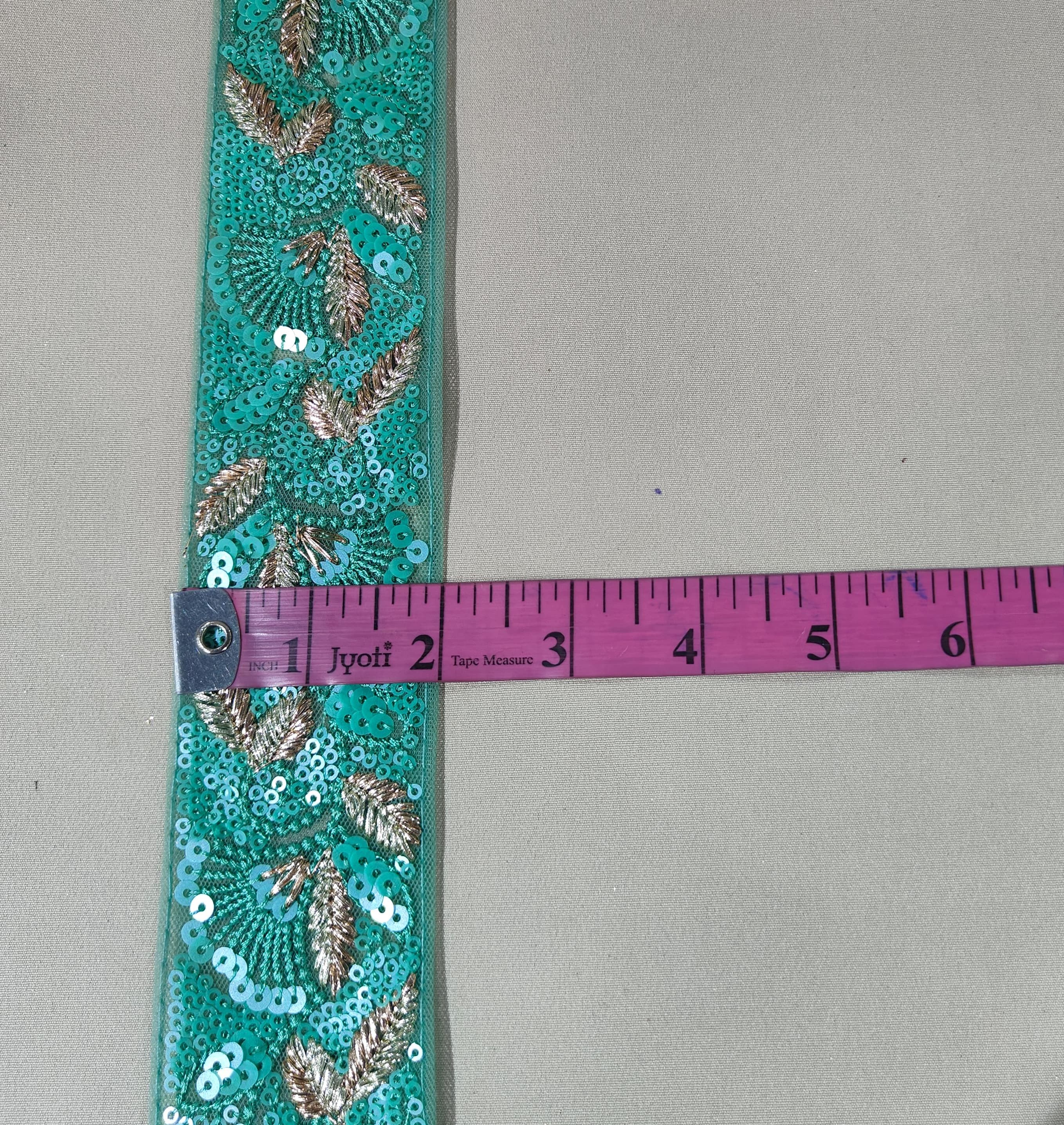 Green Sequins Embroidery Lace 15872 - Image 3