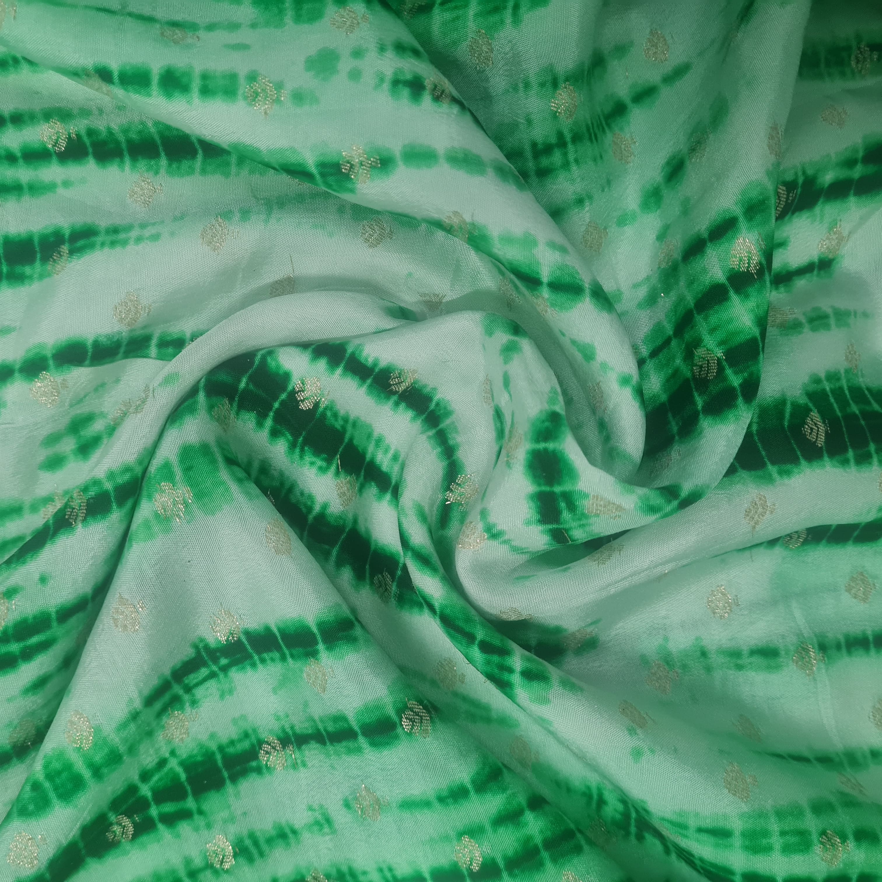 Green Shibhori Print Russian Jacquard Fabric BJ-12802