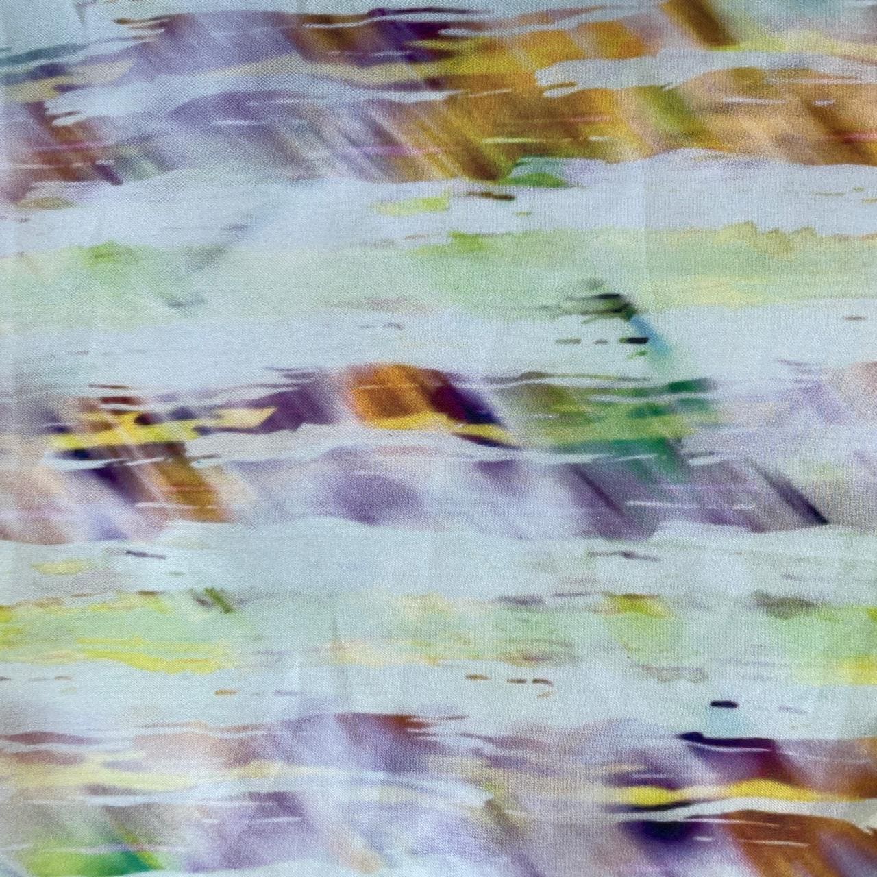 Green Shibori Print Georgertte Satin Fabric 11854 - Image 2