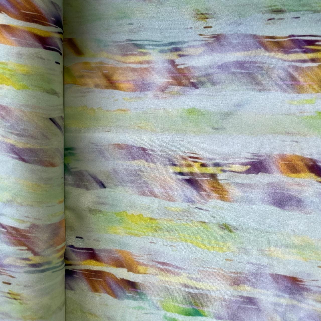 Green Shibori Print Georgertte Satin Fabric 11854 - Image 3