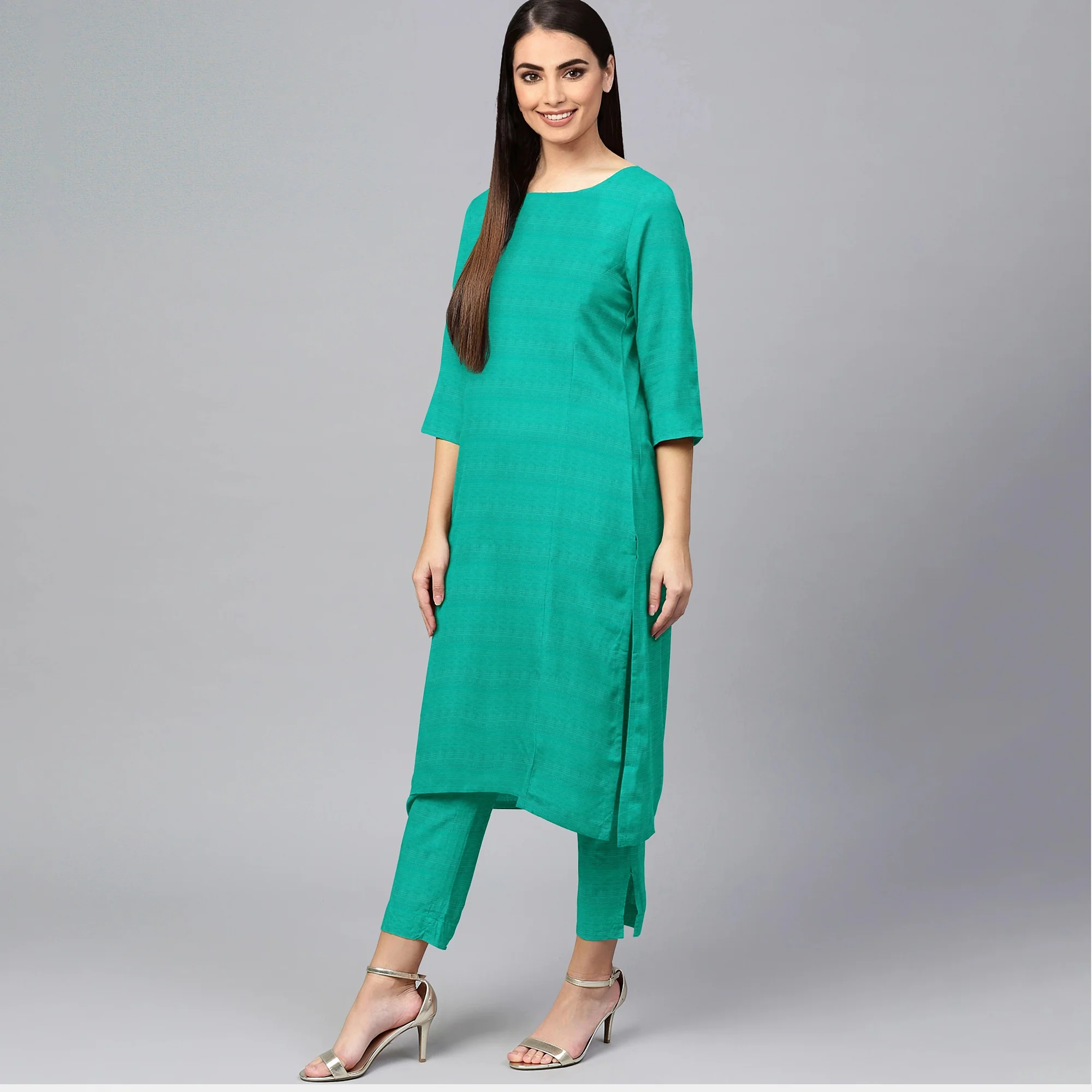 Green Solid Jacquard Cotton Fabric, Plain Weave 48 Inches, TU-2005 - Image 6