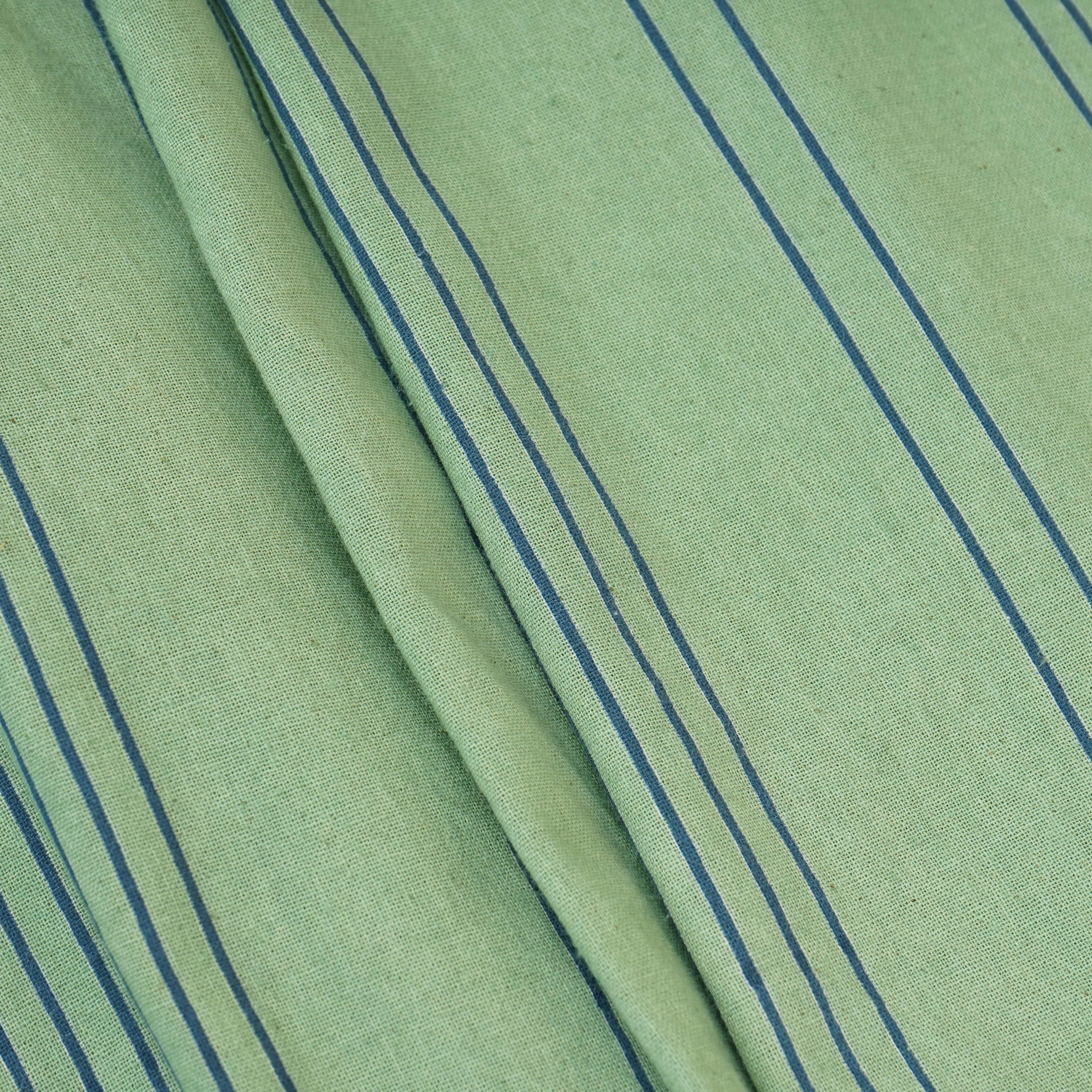 Green Stripes Print Cotton Linen SN-29504 - Image 4