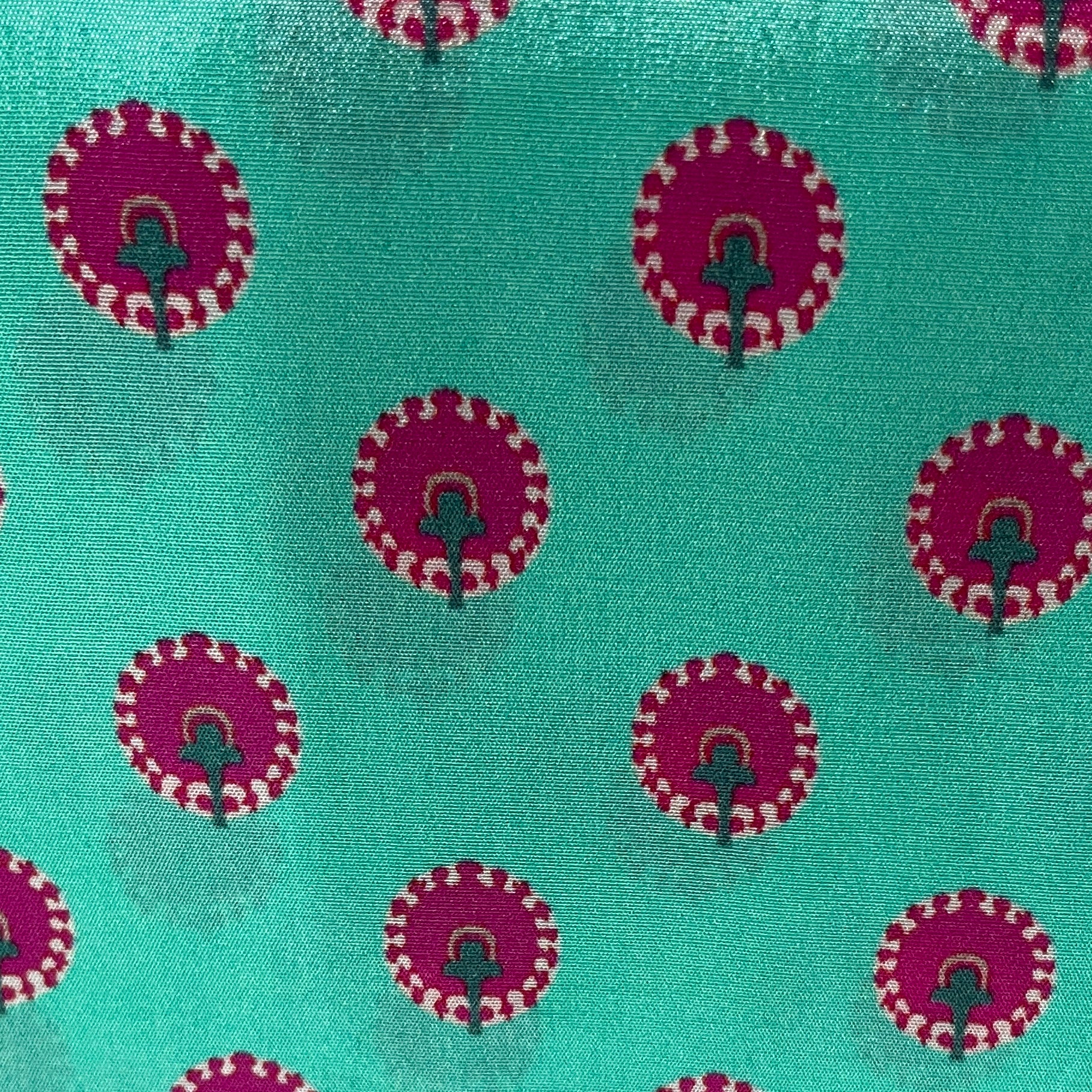 Green Traditional Print Natural Crepe 20336 - Image 2