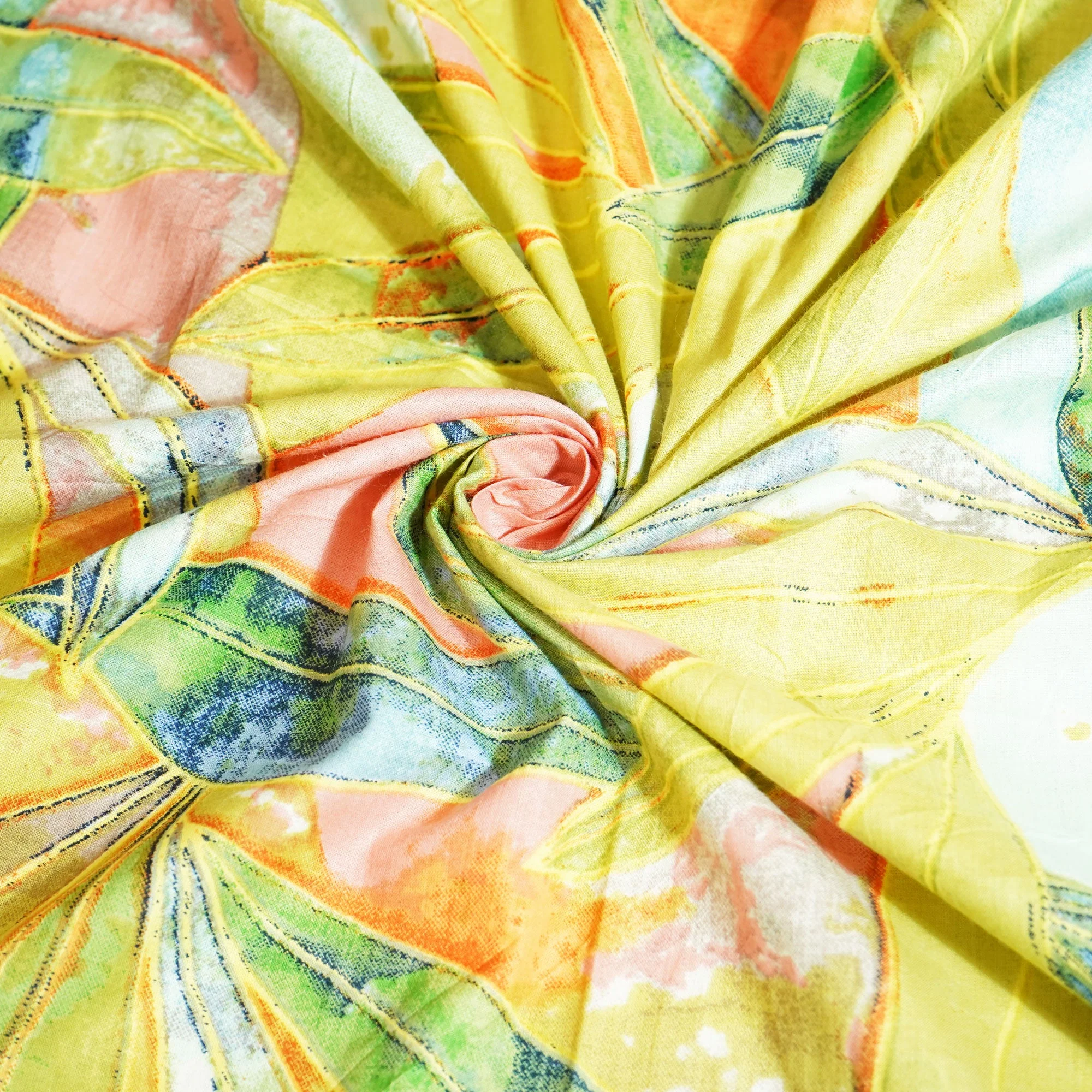 Green Tropical Print Cotton Fabric MFL-23621