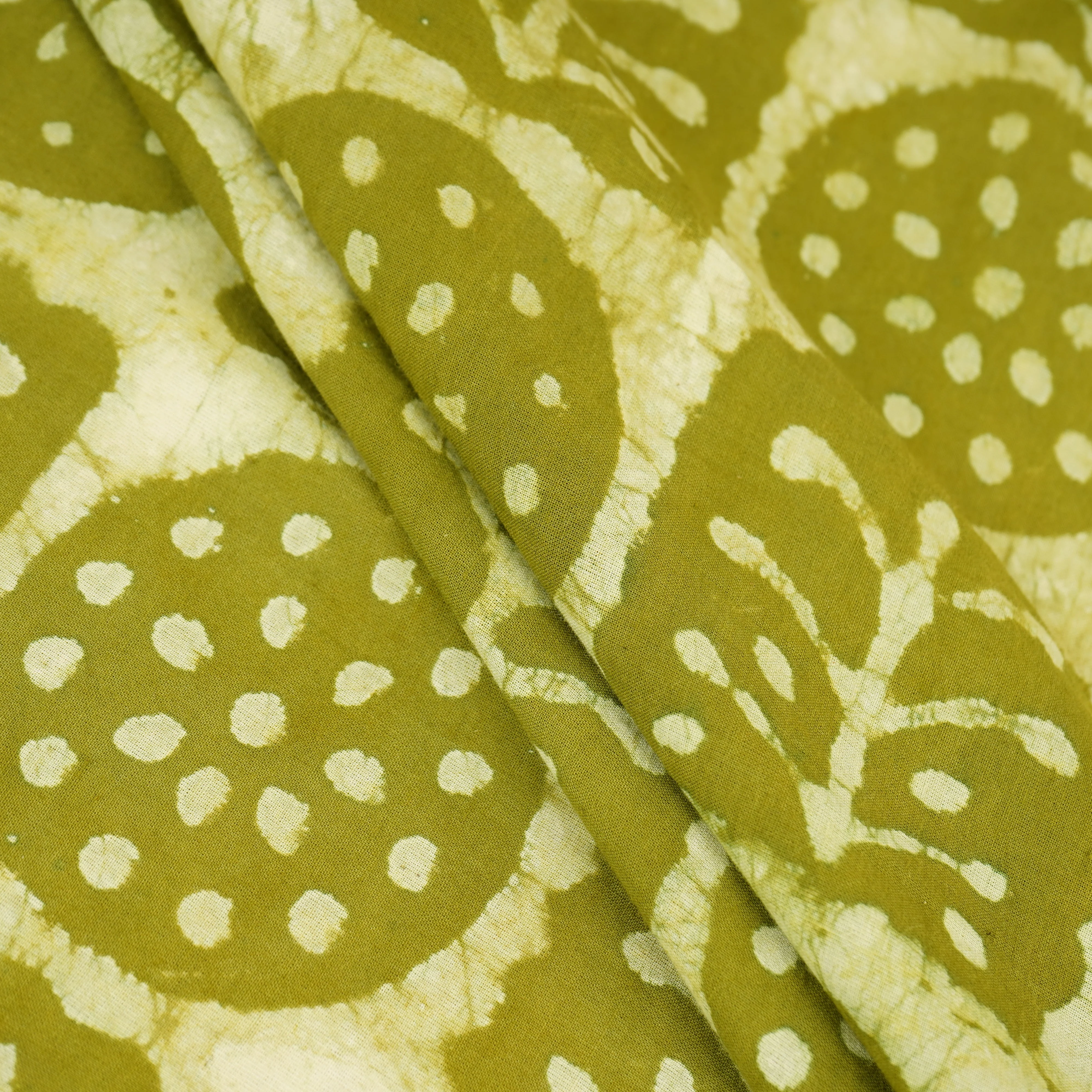 Green & White Floral Batik Print Cotton Schiffli Fabric CH-29821 - Image 4