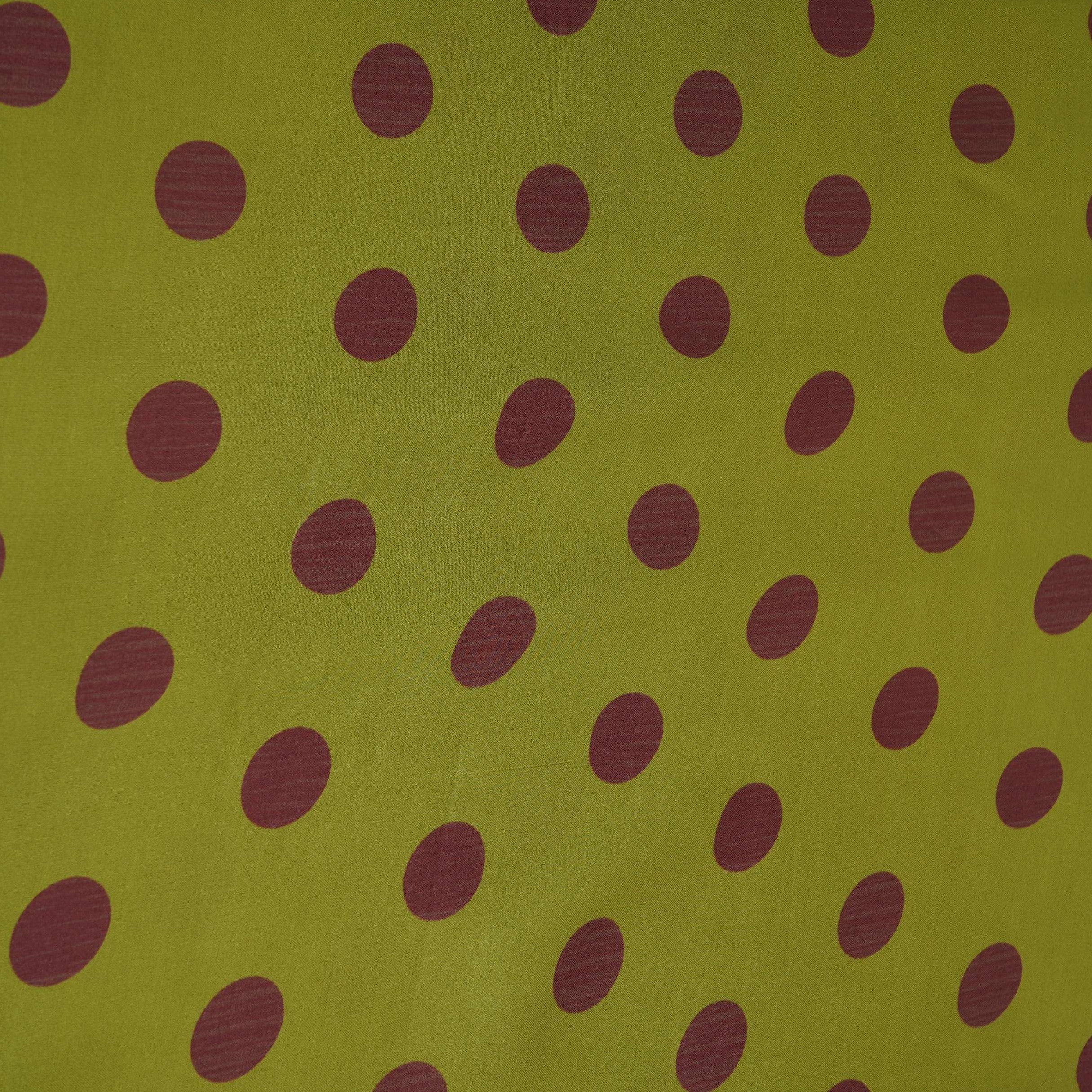Green With Maroon Polka Dot Modal Satin Fabric VP-32349 - Image 2