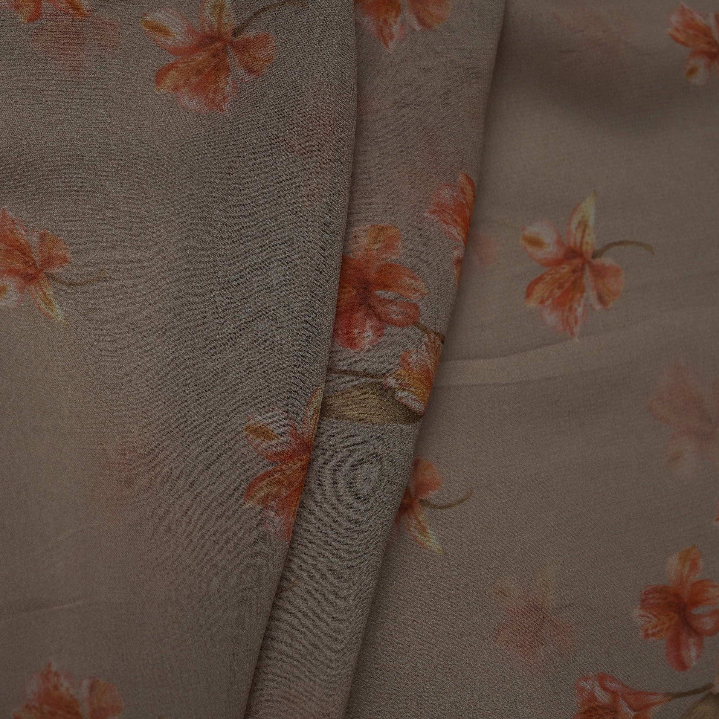 Greige Floral Print Georgette Fabric VP-32361 - Image 5