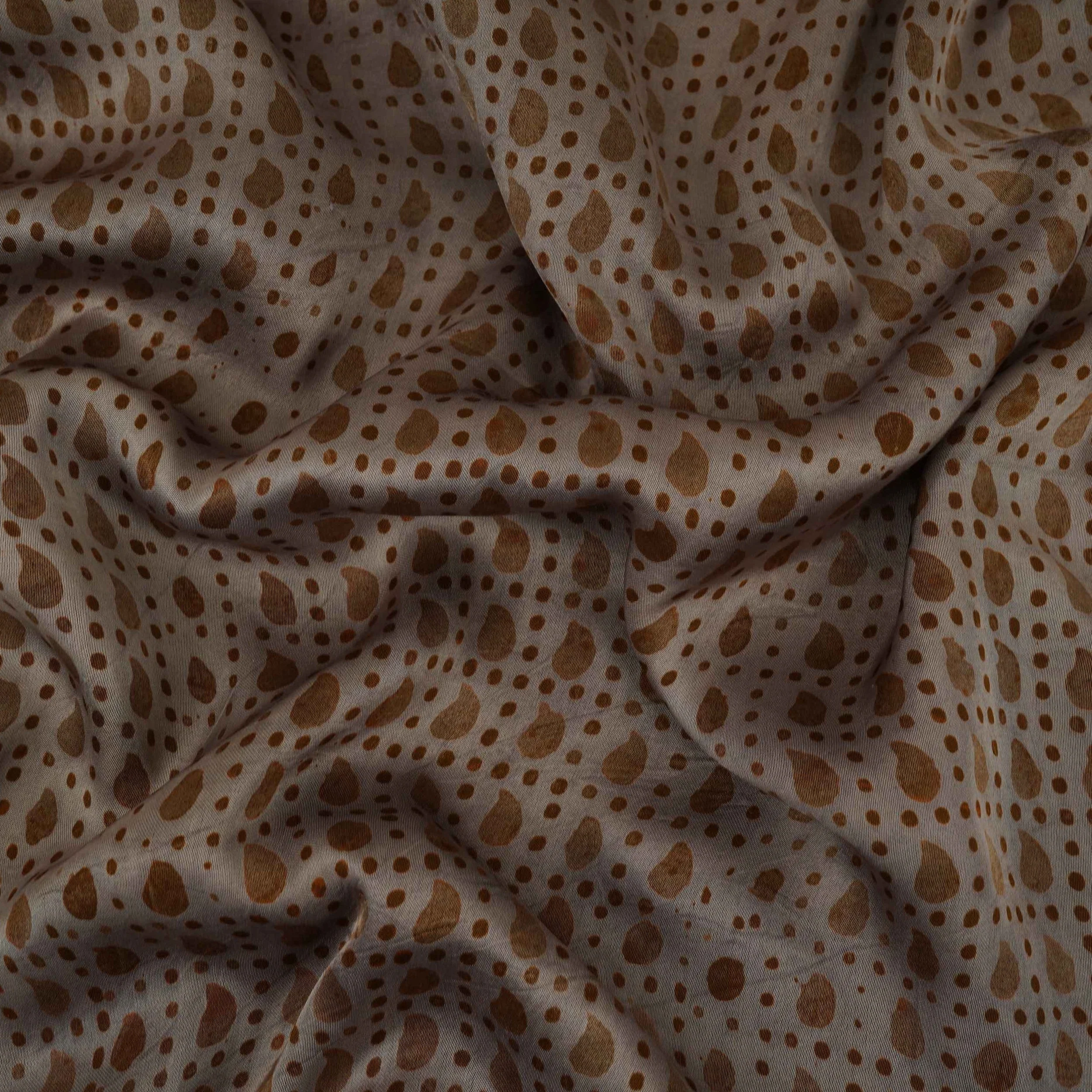 Grey Block Batik Print Modal Satin Fabric EEG-32477 - Image 3