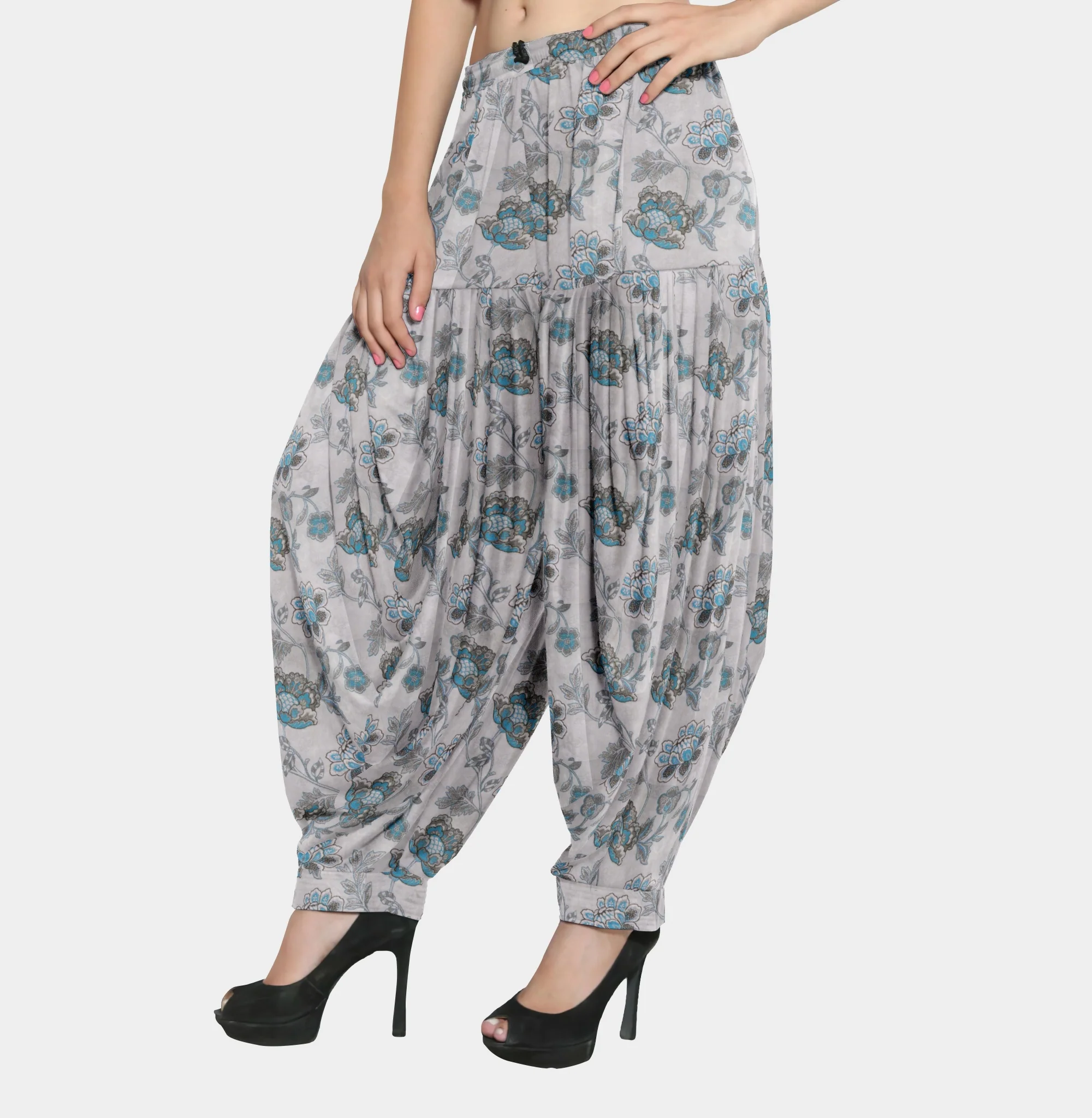 Grey Blue Floral Print Viscose Voile Fabric TU 2877 - Image 6