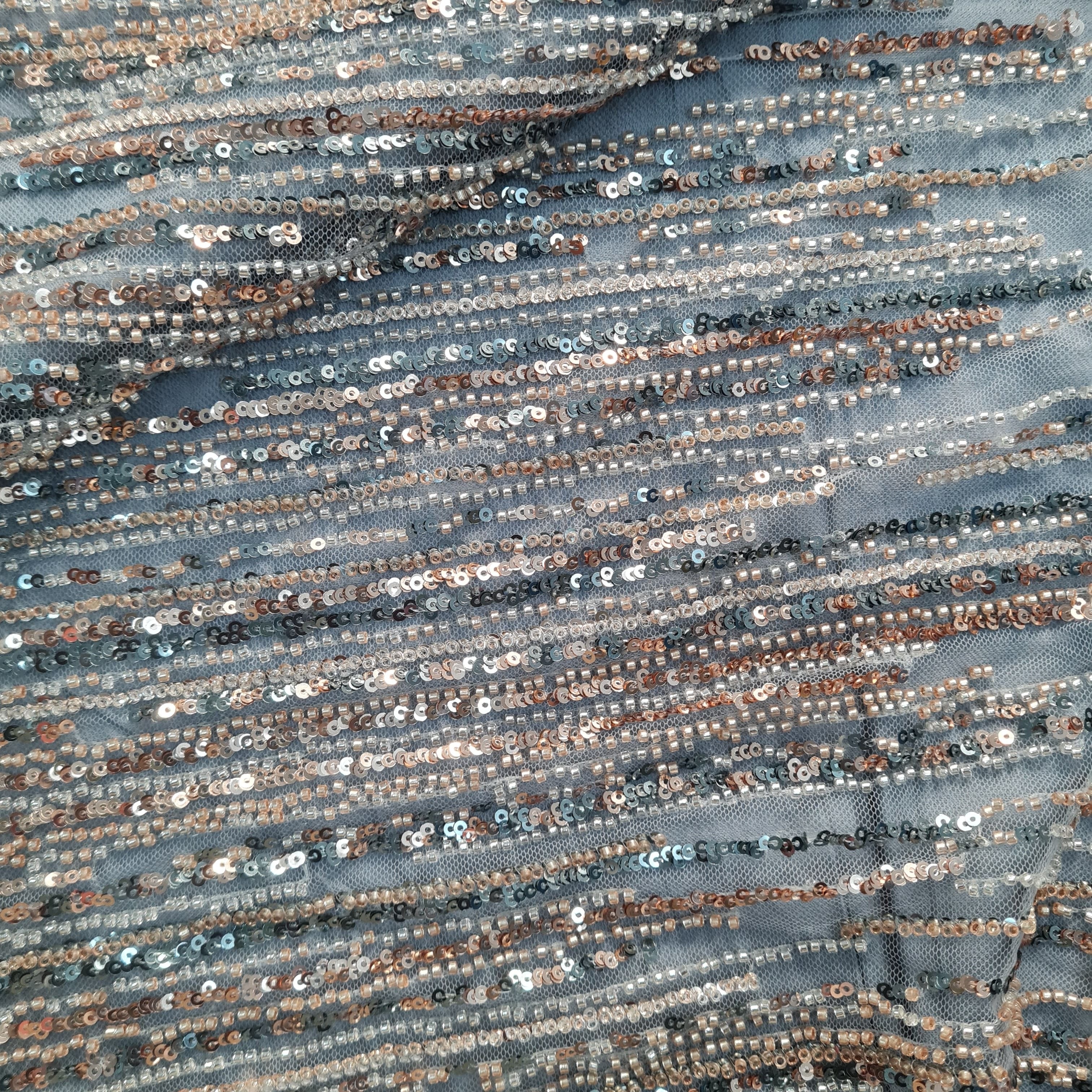 Grey Cut Dana Embroidery Net Fabric 17850 - Image 2
