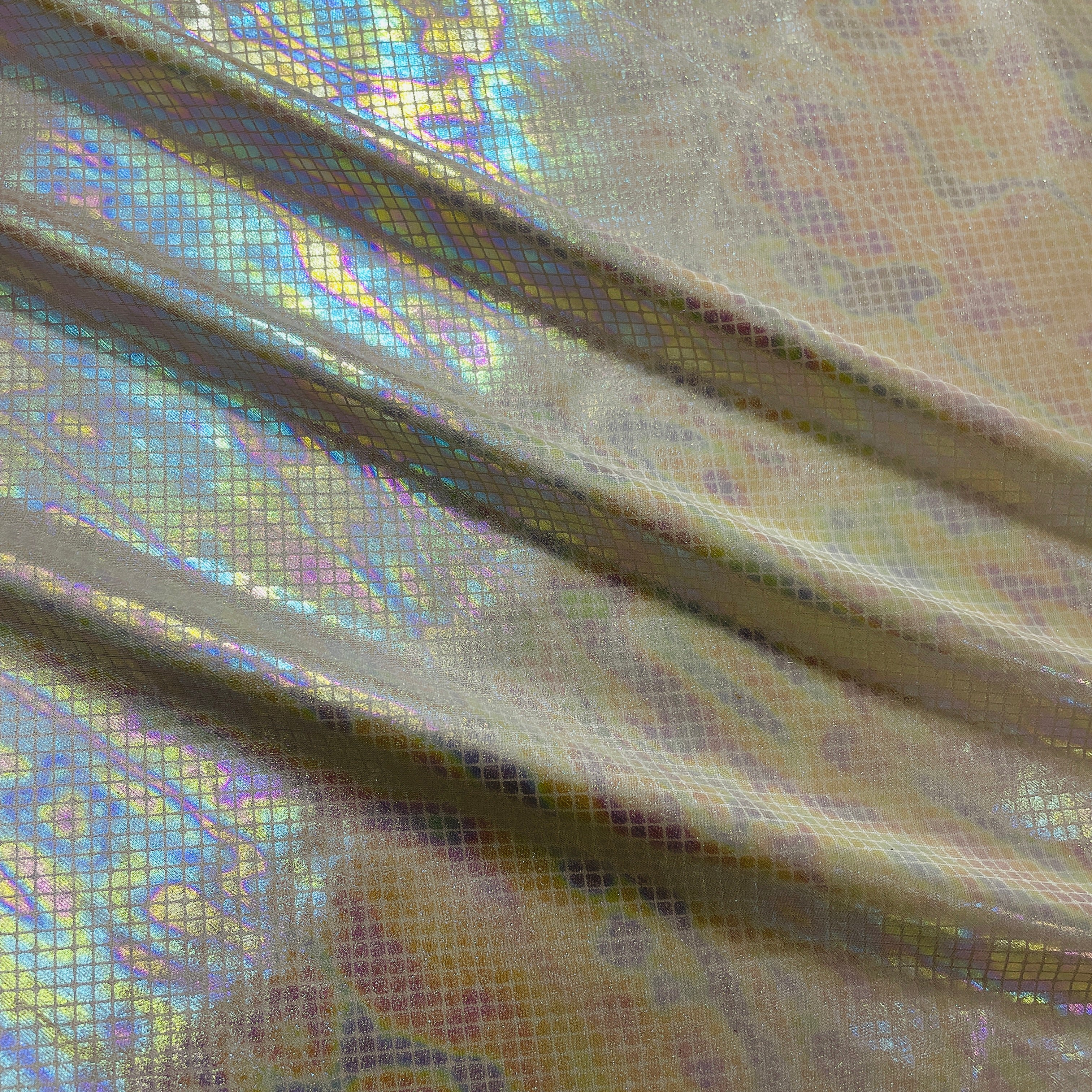 Grey Geometerical 3D Rainbow With Lurex Knit Lycra Fabric - Image 3
