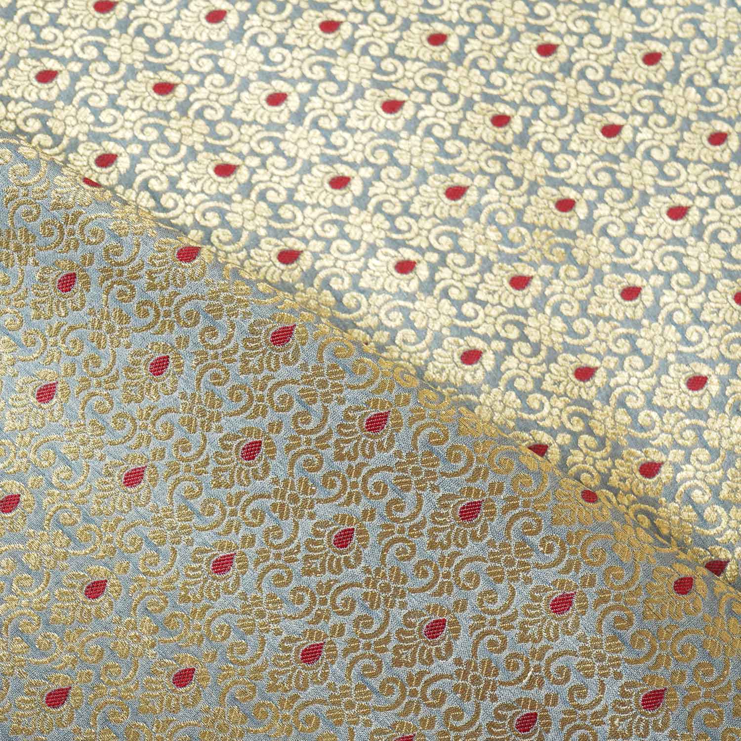 Grey Mina Buta Jaal Brocade Fabric KR-28067 - Image 3