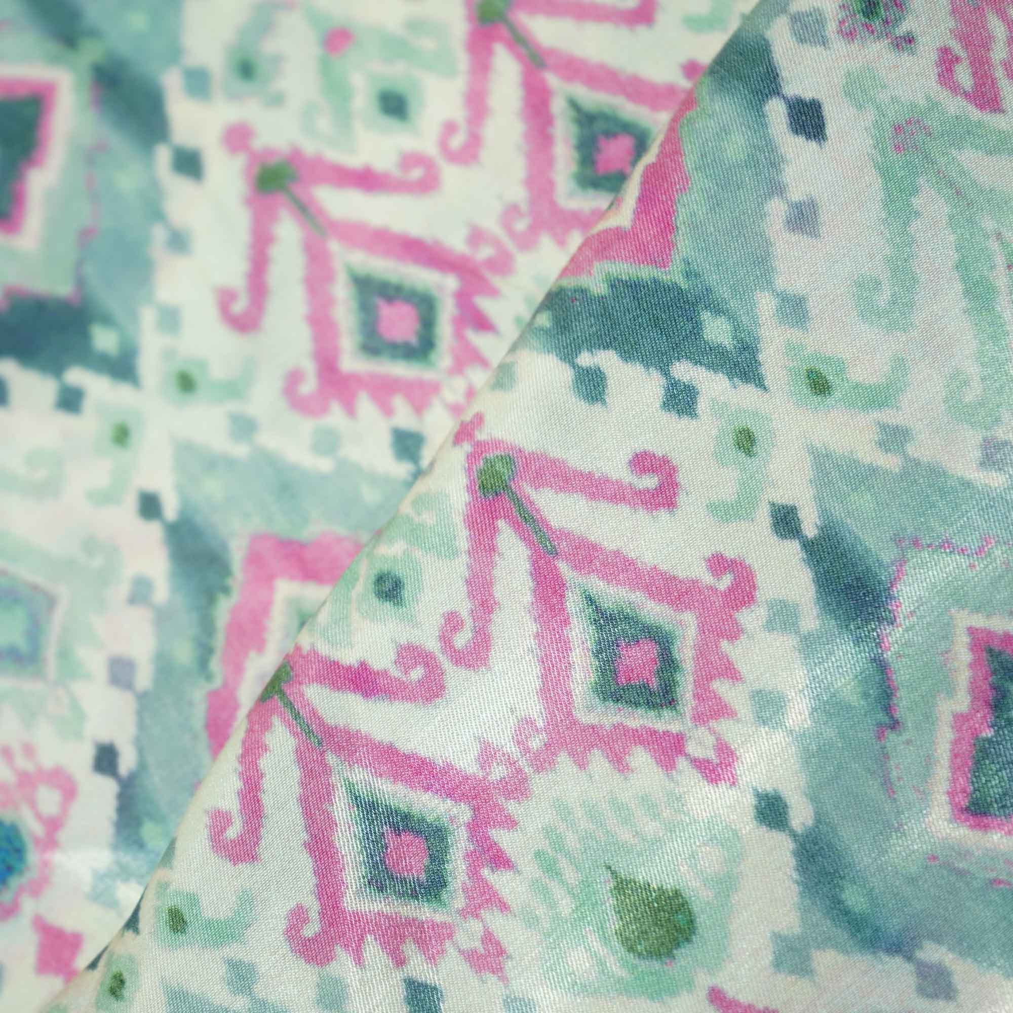 Grey Multicolor Ikkat Print Bemberg Gajji Silk GT-15562 - Image 3