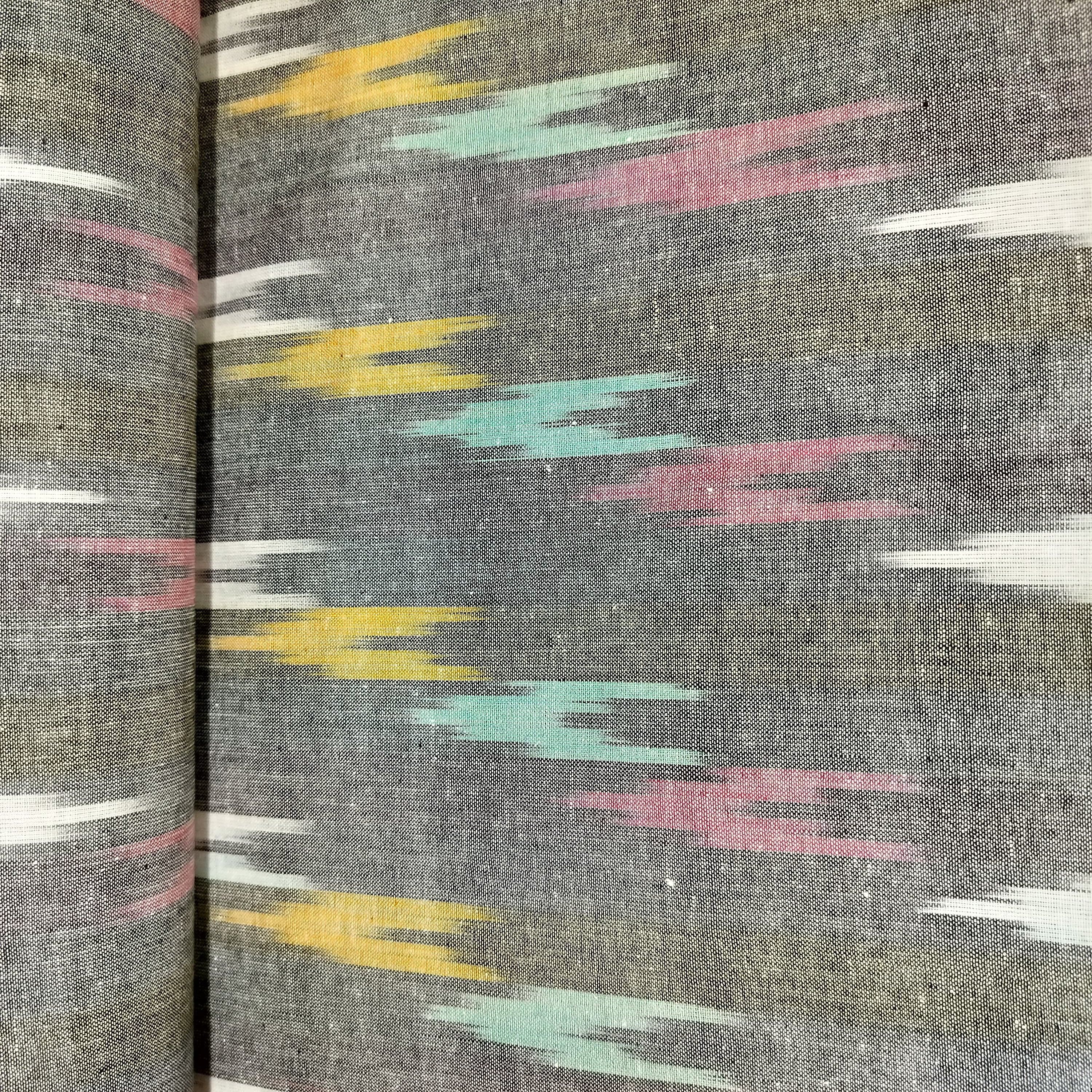 Grey Multicolor Ikkat Print Cotton Fabric 16284 - Image 3