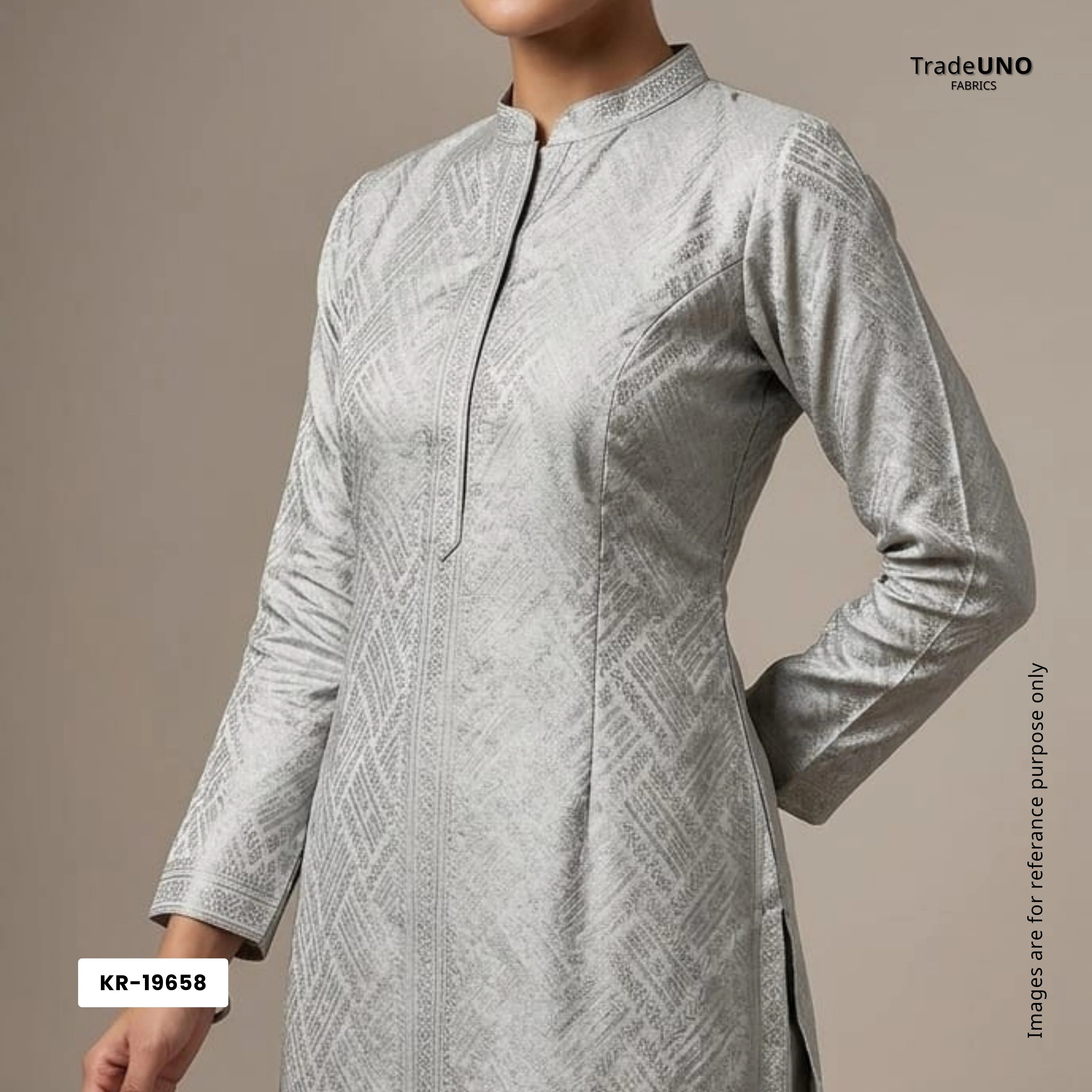Grey Self Tanchui Cotton Silk Fabric KR-19658 - Image 4