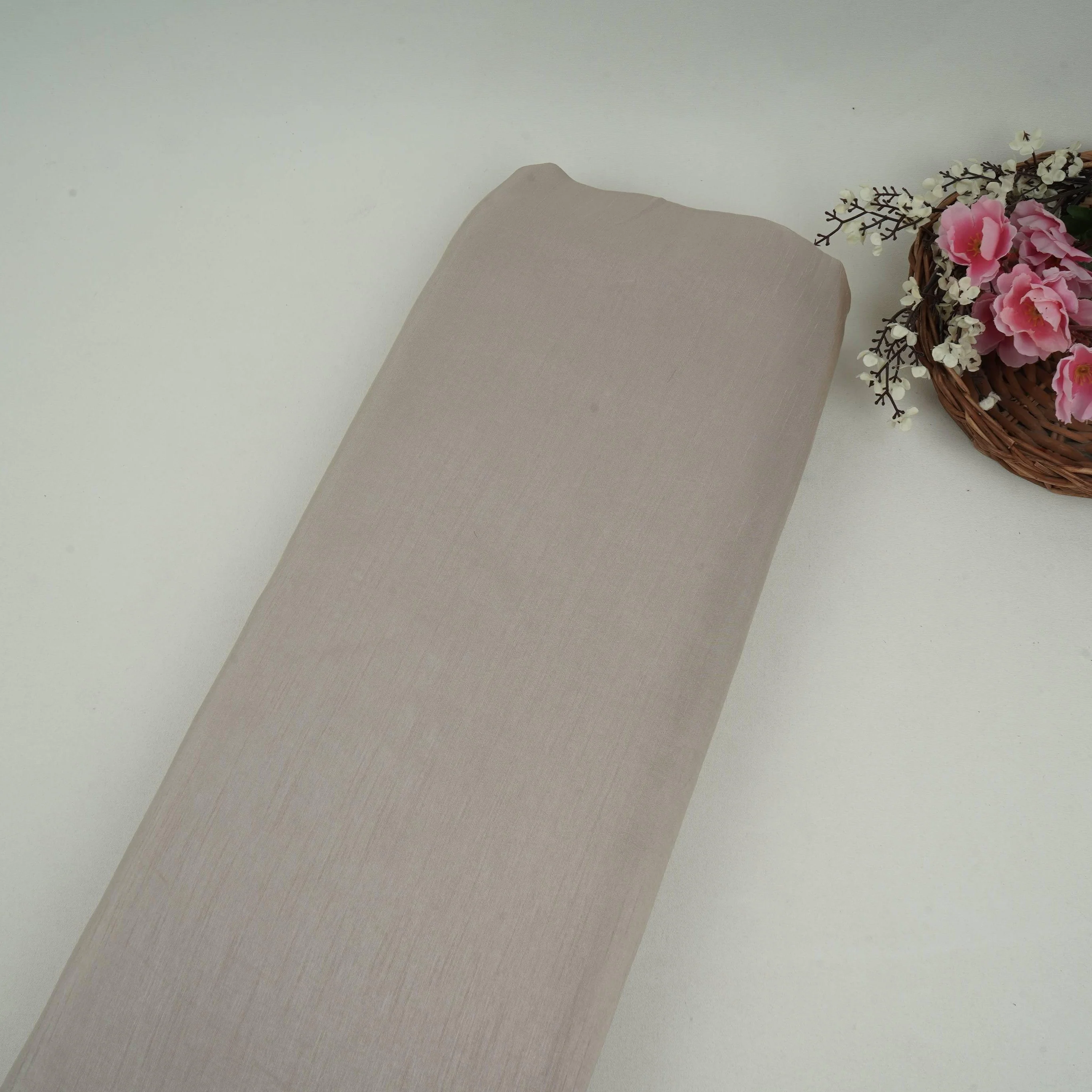Grey Solid Bemberg Raw Silk Fabric SSMR-05