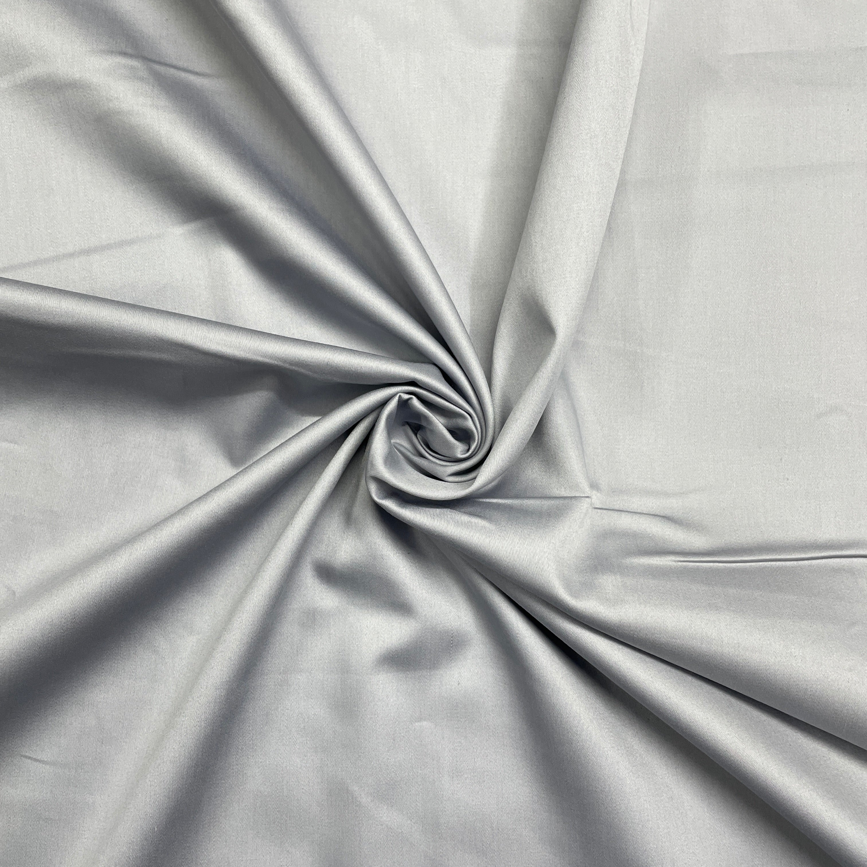 Grey Solid Cotton Satin Fabric