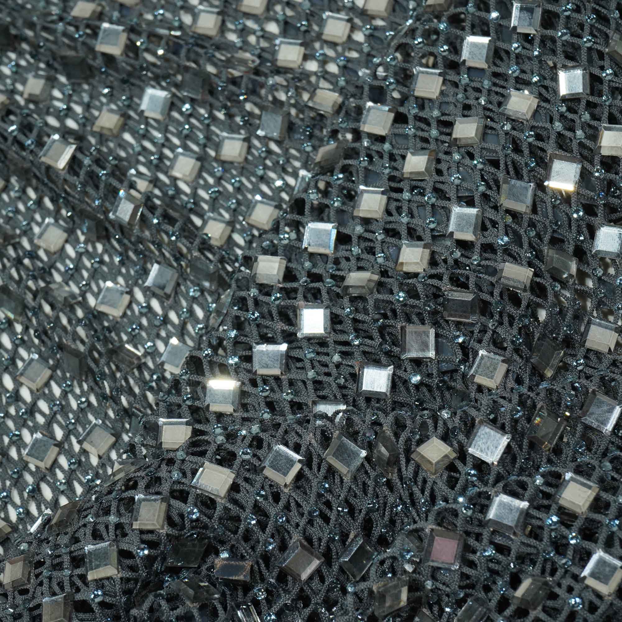 Grey Solid Rhinestone Net CF-13974 - Image 3