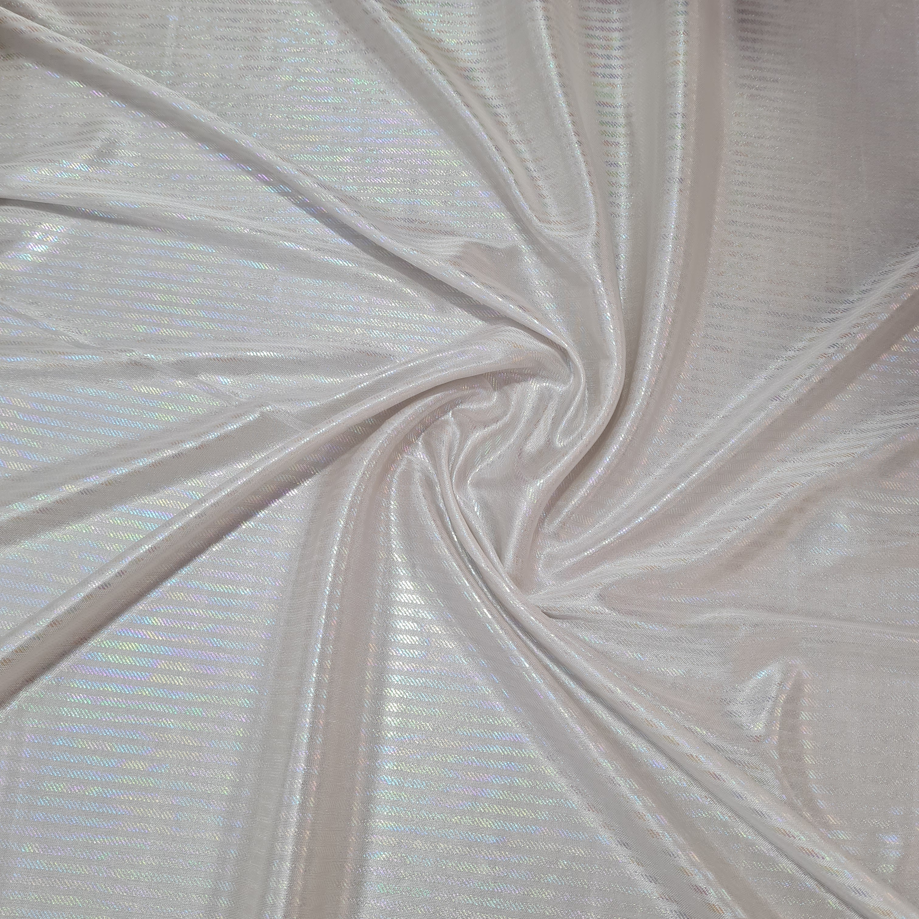 Grey Stripes 3D Rainbow With Lurex Knit Lycra Fabric