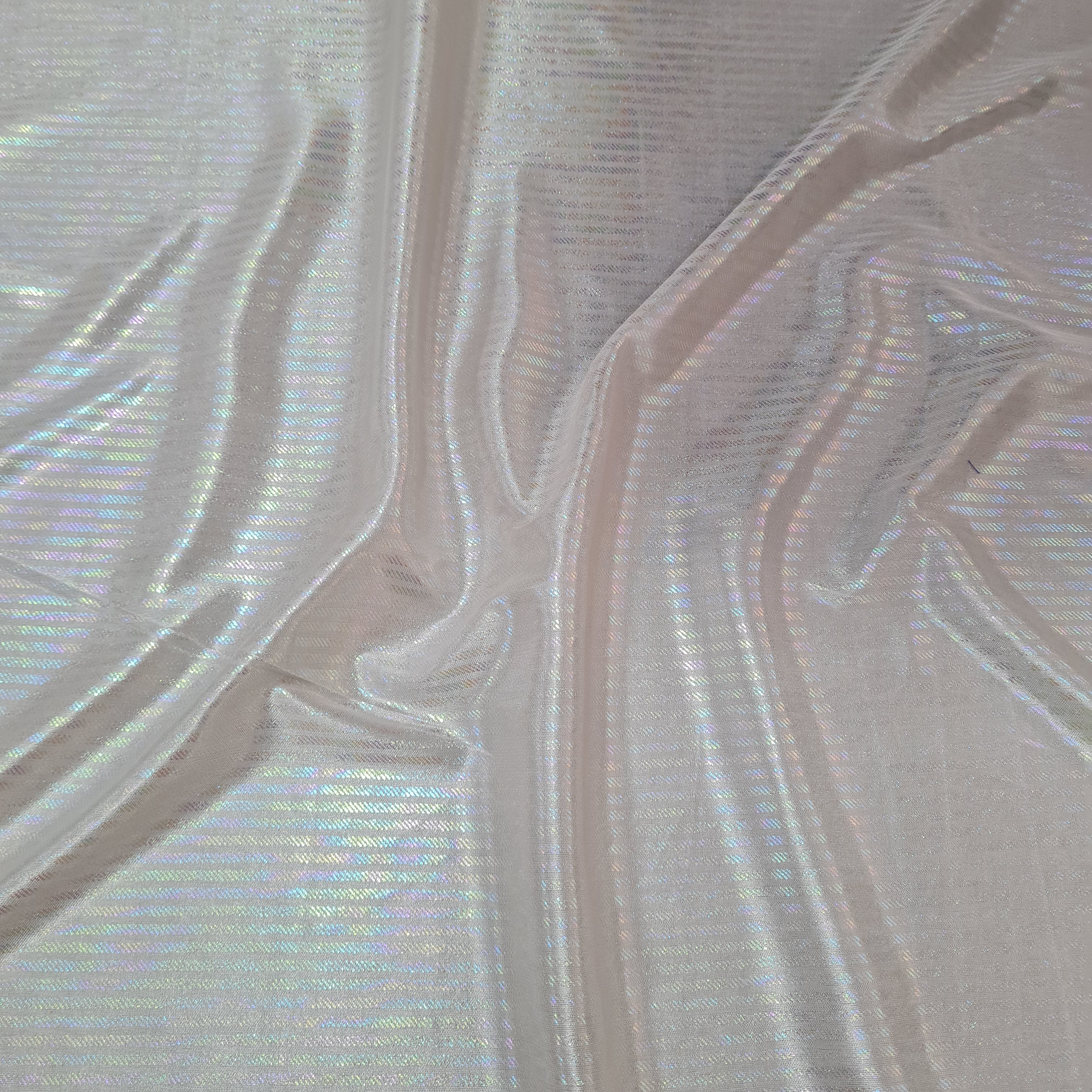 Grey Stripes 3D Rainbow With Lurex Knit Lycra Fabric - Image 3