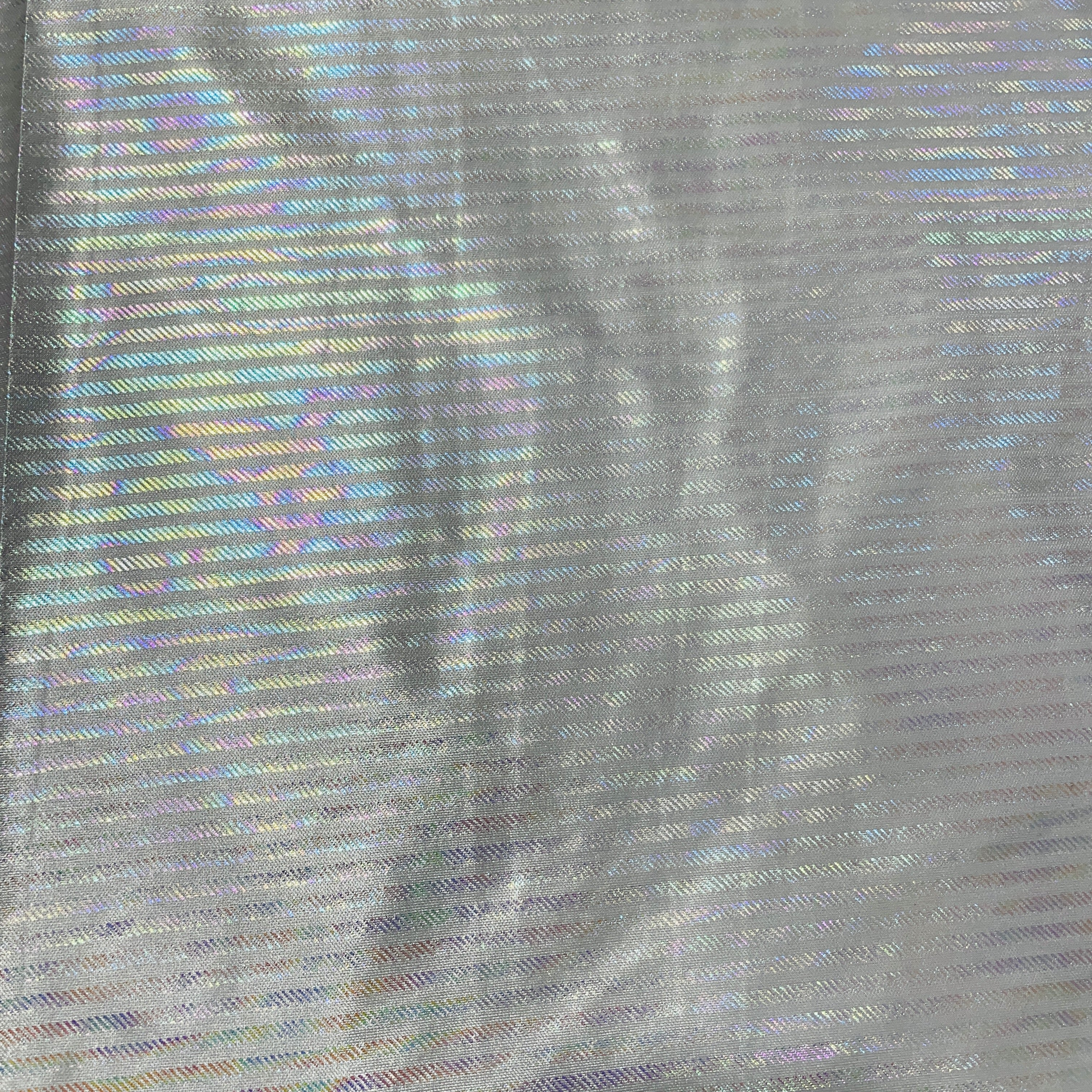 Grey Stripes 3D Rainbow With Lurex Knit Lycra Fabric - Image 2