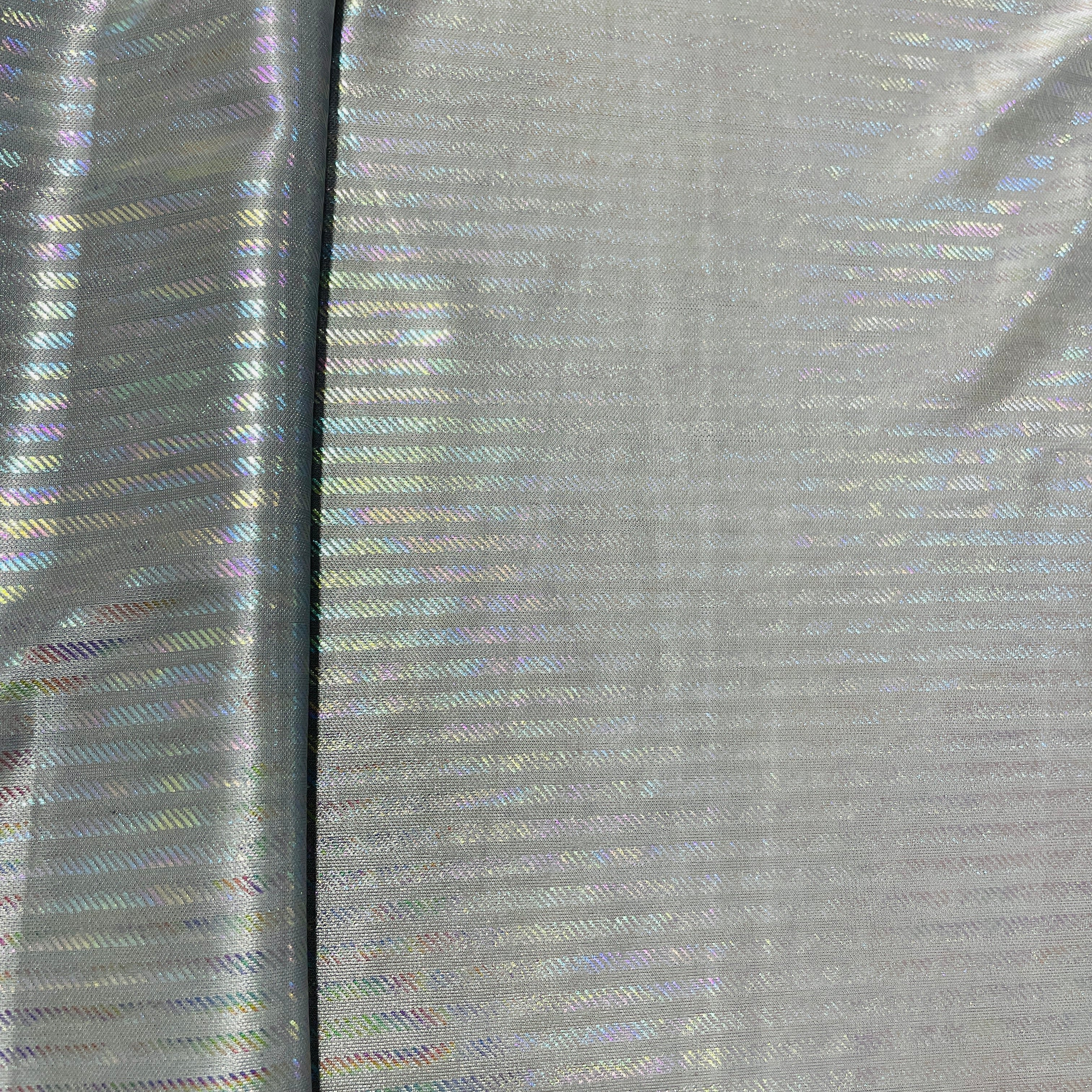 Grey Stripes 3D Rainbow With Lurex Knit Lycra Fabric - Image 3
