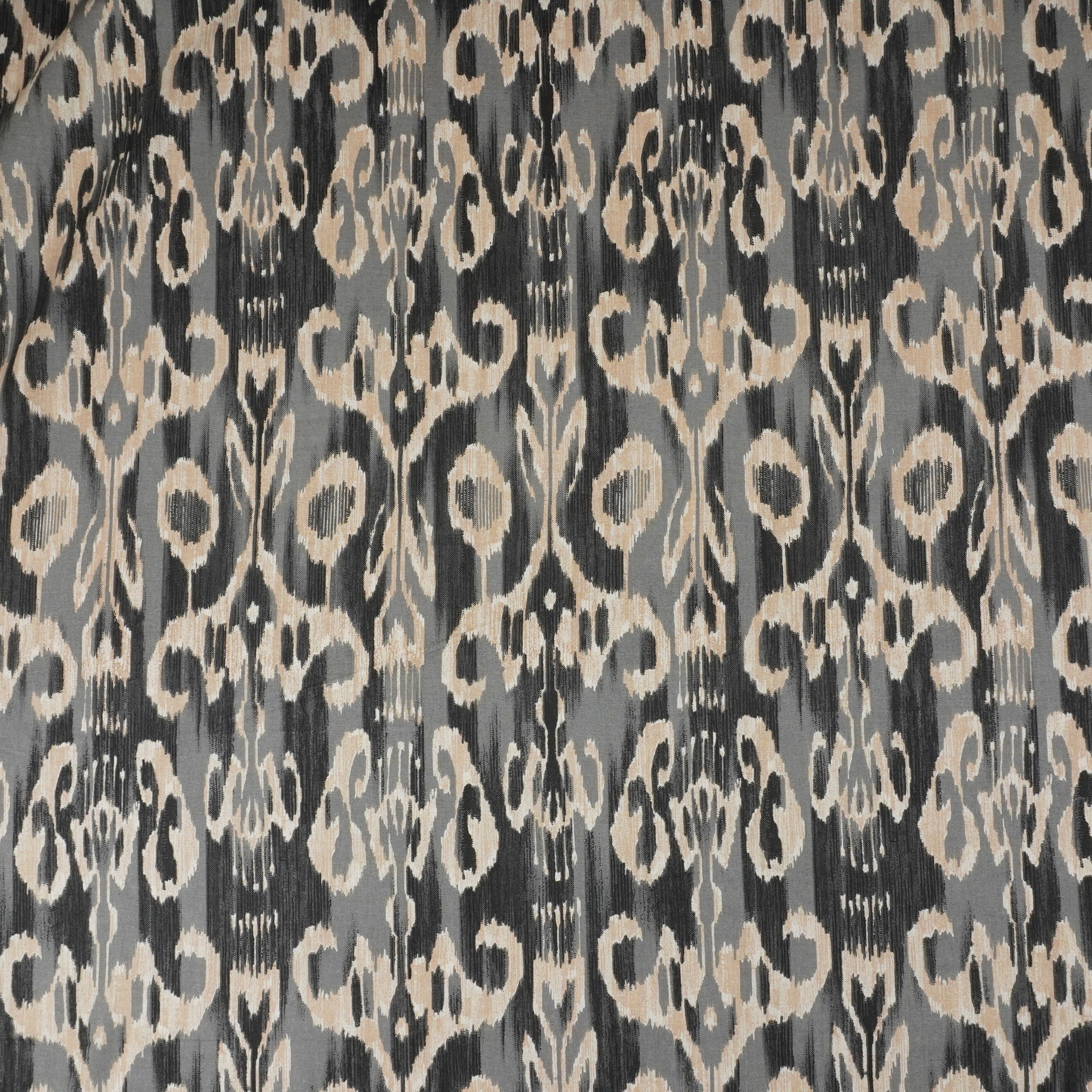 Grey with Black Ikkat Print Cotton Fabric SN-29493 - Image 2