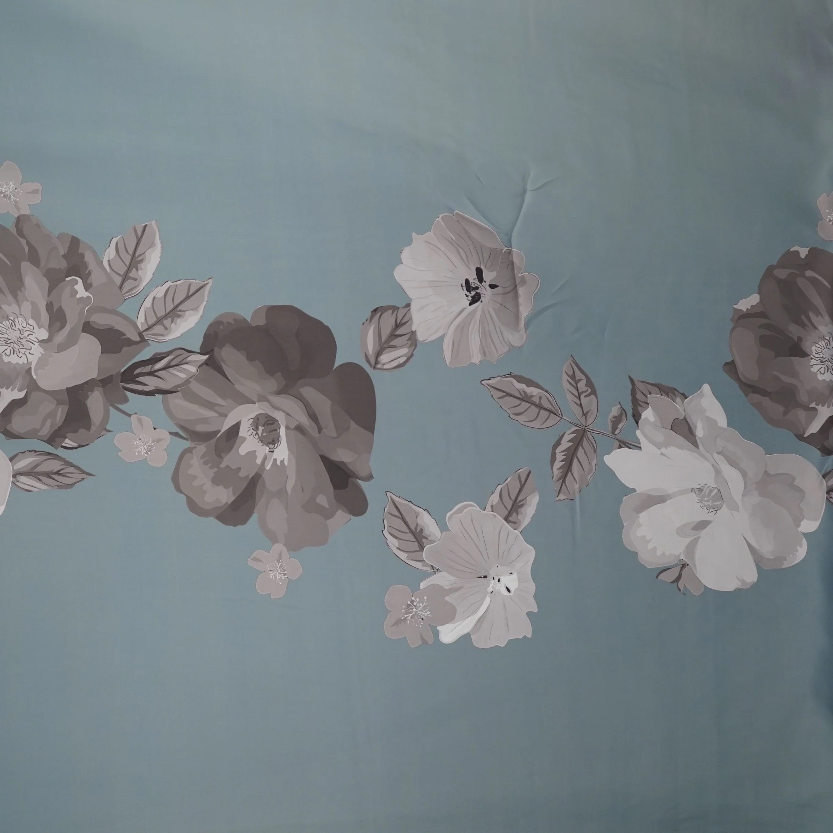 Ice Blue floral print Modal Silk Fabric MTF-31498 - Image 2