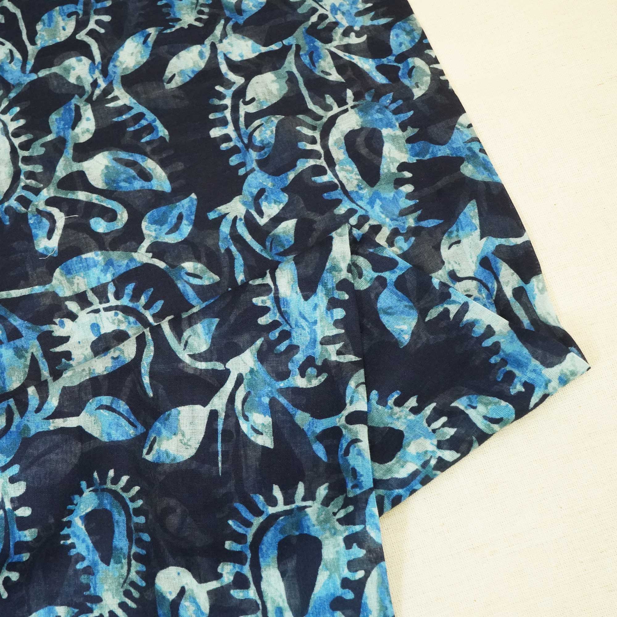 Indigo Abstract Print Mulmul Fabric MTF-24632 - Image 2