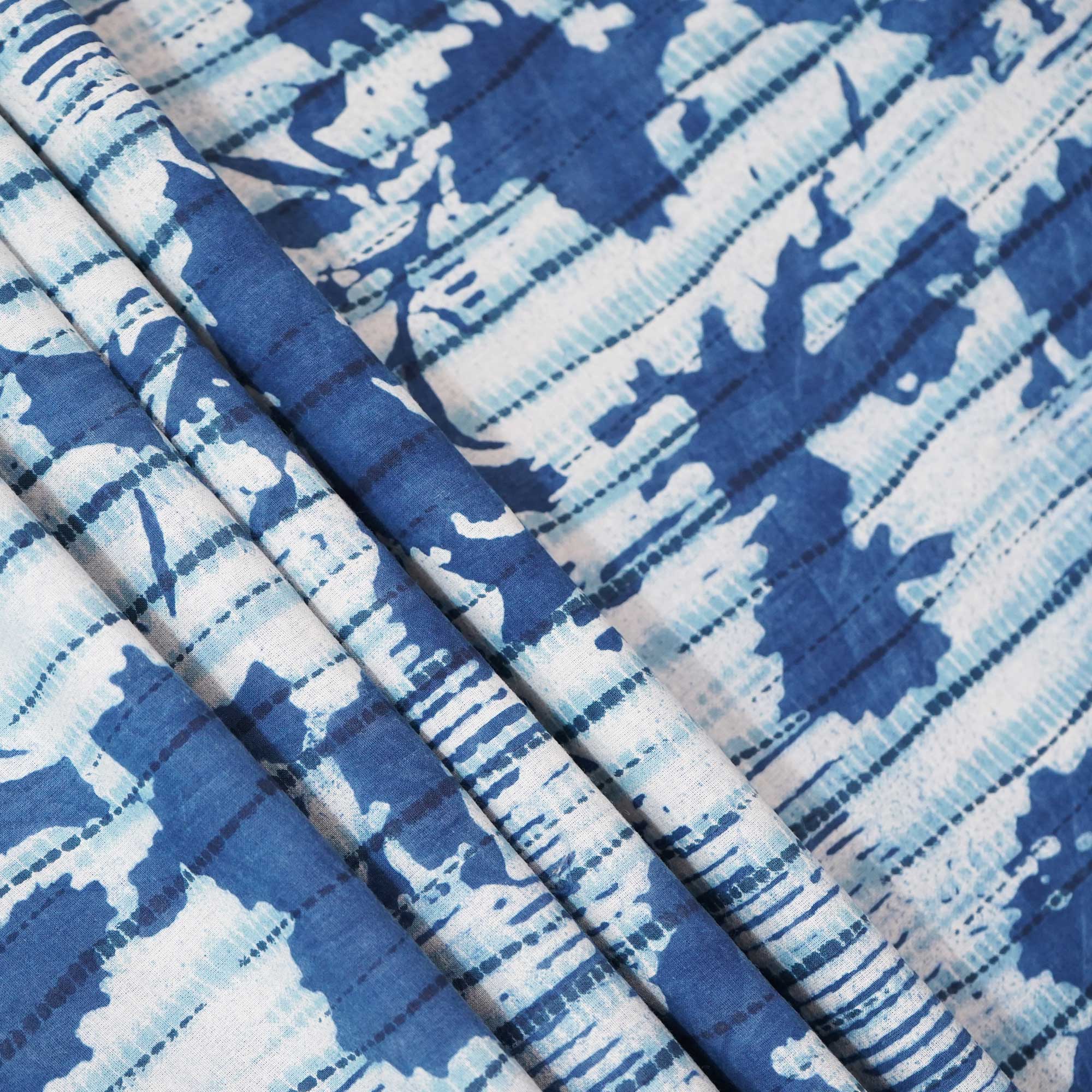 Indigo & White Dabu Print Cotton Fabric NC-24563 - Image 3