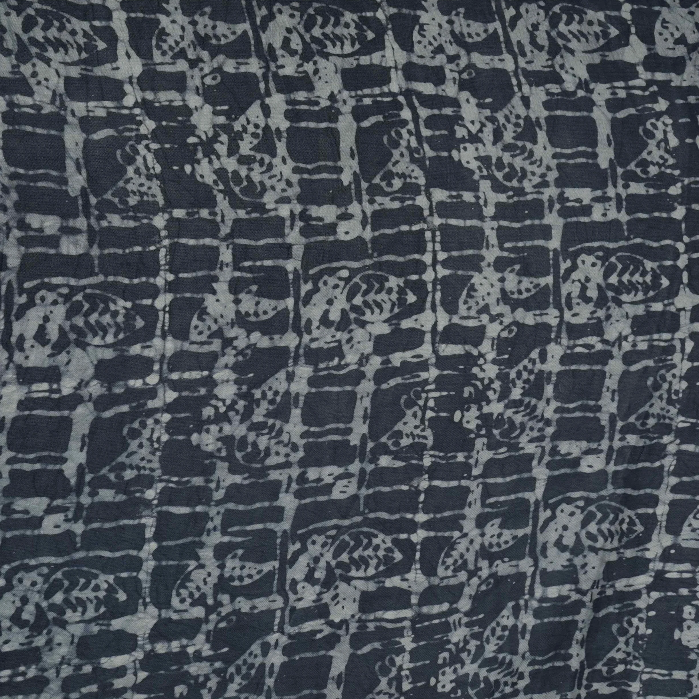 Indigo Blue Batik Print Modal Satin Fabric EEG-32485 - Image 2