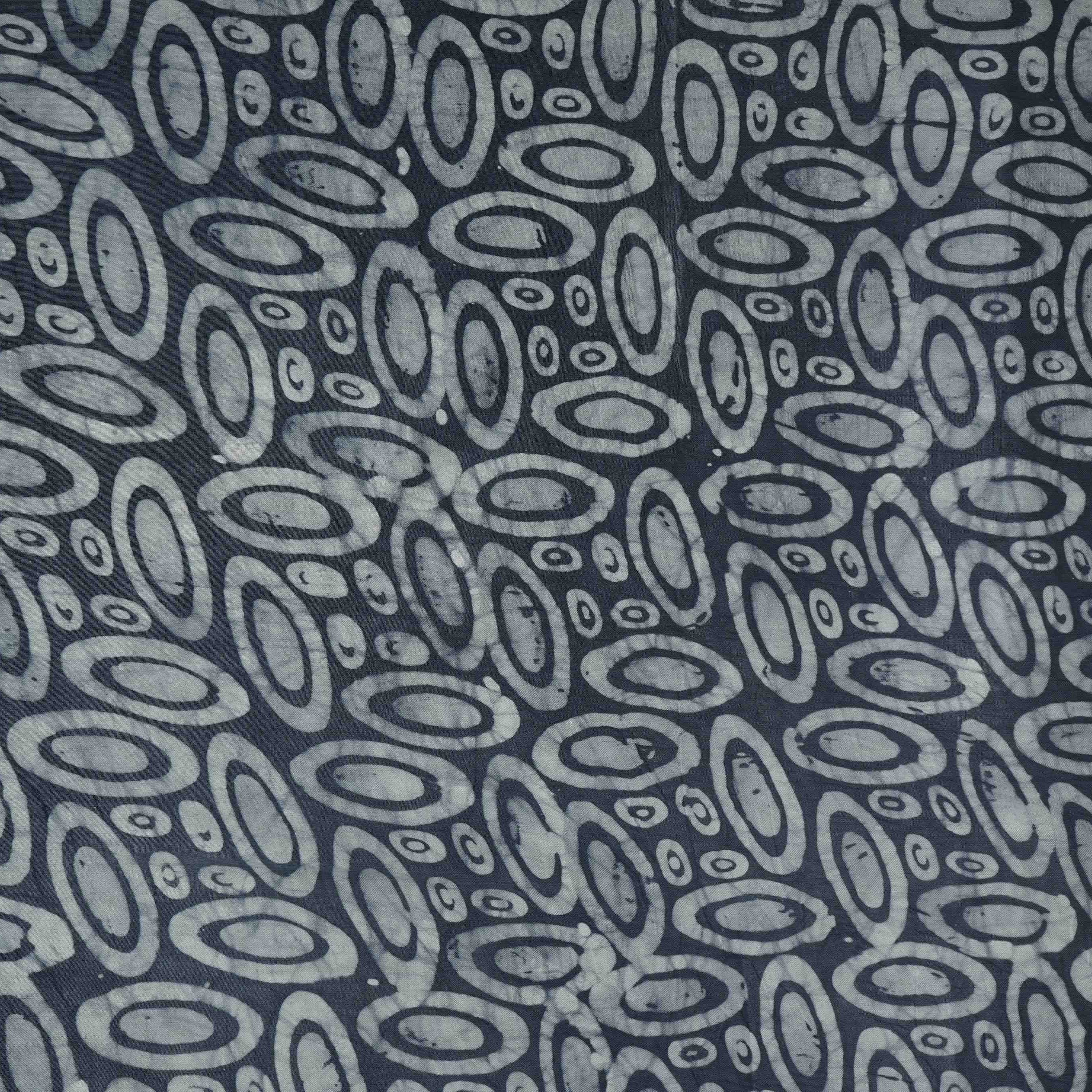 Indigo Circle Batik Print Modal Satin Fabric EEG-32464 - Image 2