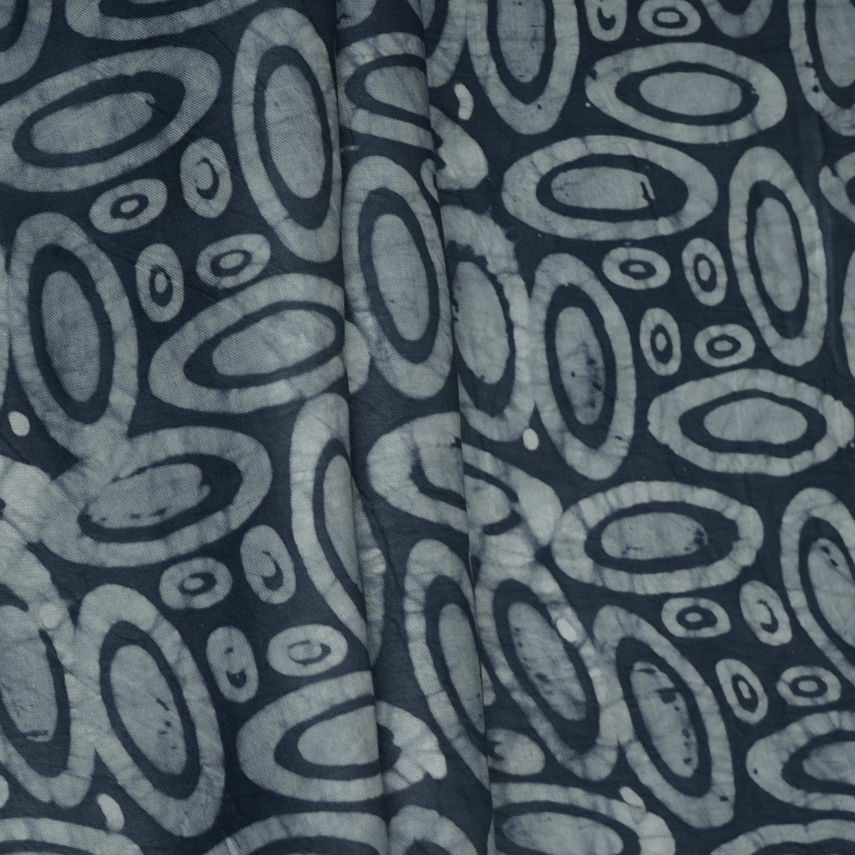 Indigo Circle Batik Print Modal Satin Fabric EEG-32464 - Image 5