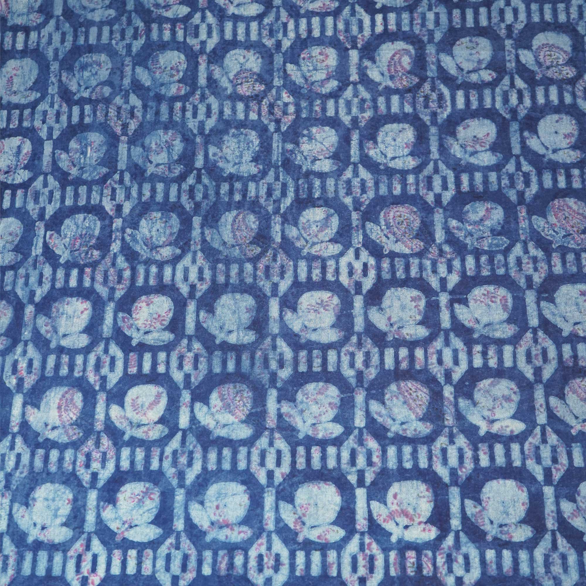 Indigo Dabu Print Cotton Fabric NC-24555 - Image 4