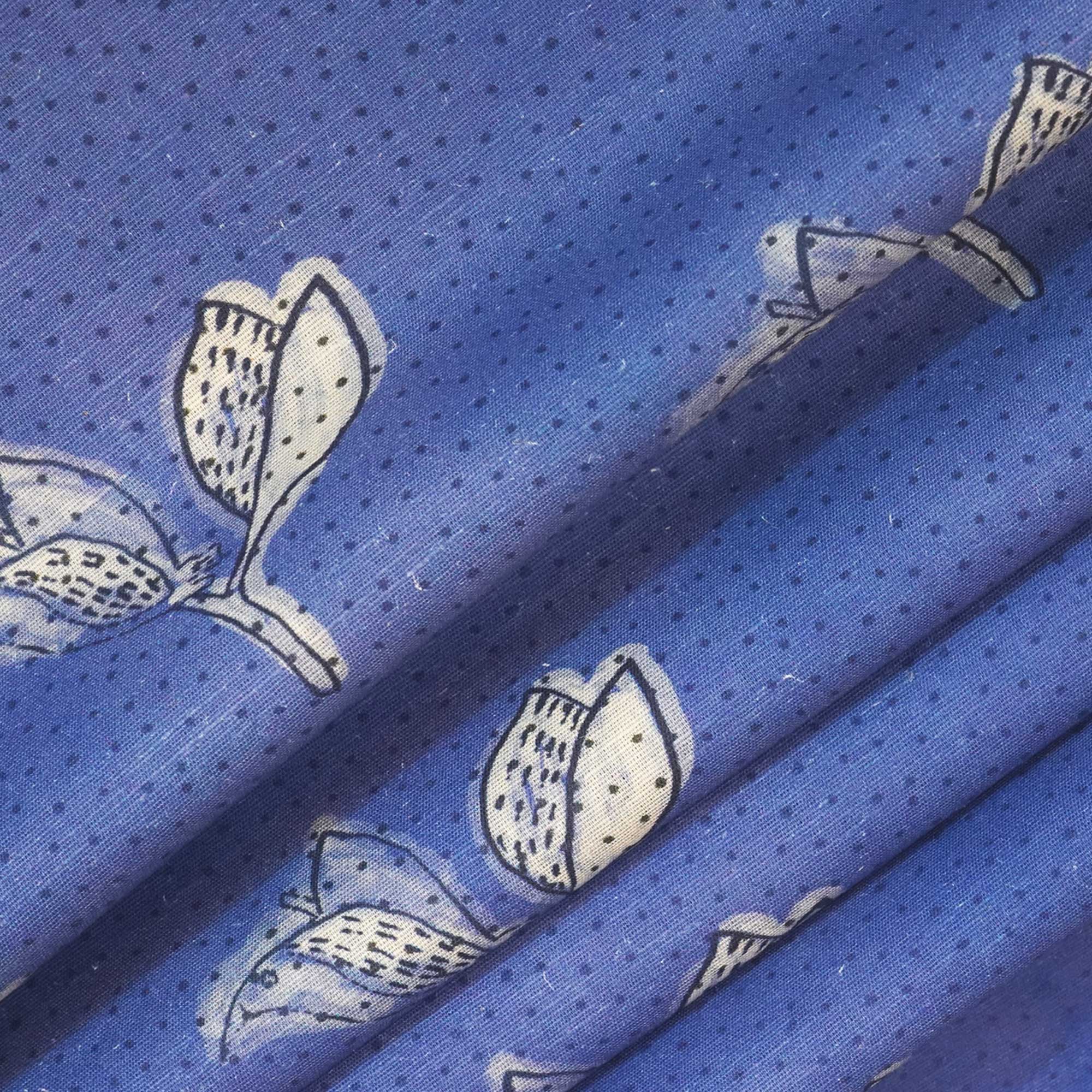 Indigo Floral Print Linen Fabric RM-24620 - Image 3
