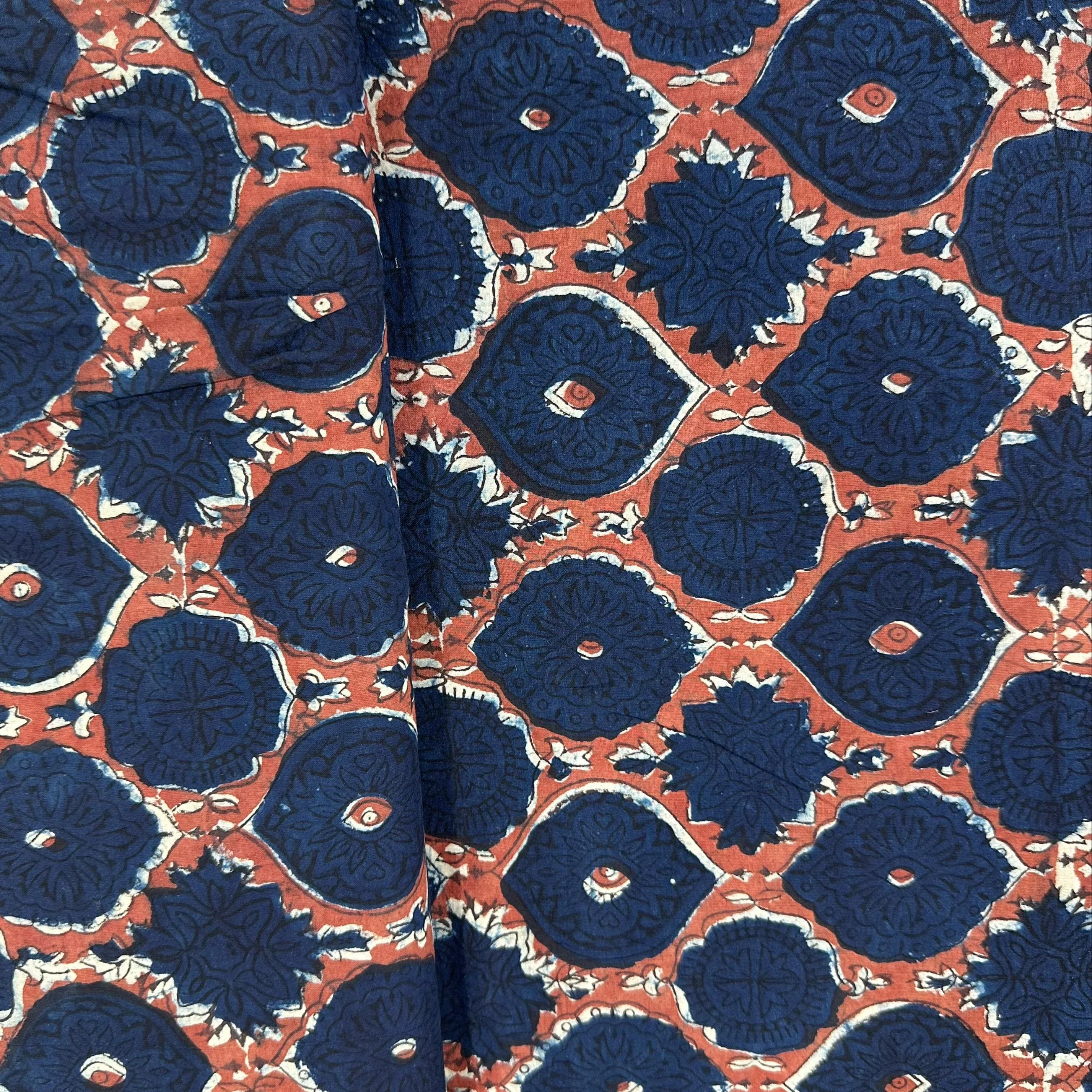Indigo Kalamkari Print Cotton Fabric 23650 - Image 3