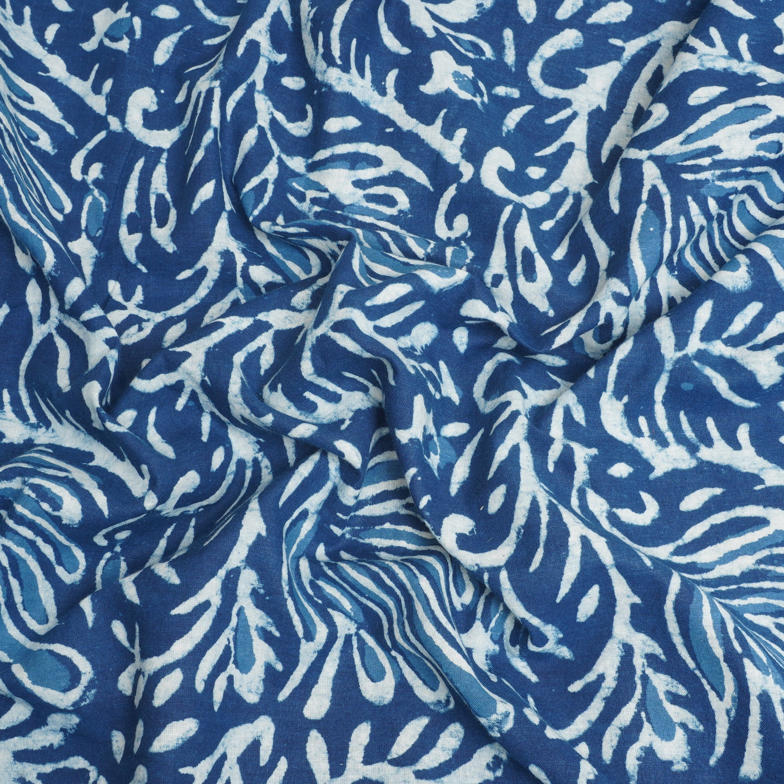 Indigo with White Dabu Print Cotton Fabric DH-29449 - Image 3
